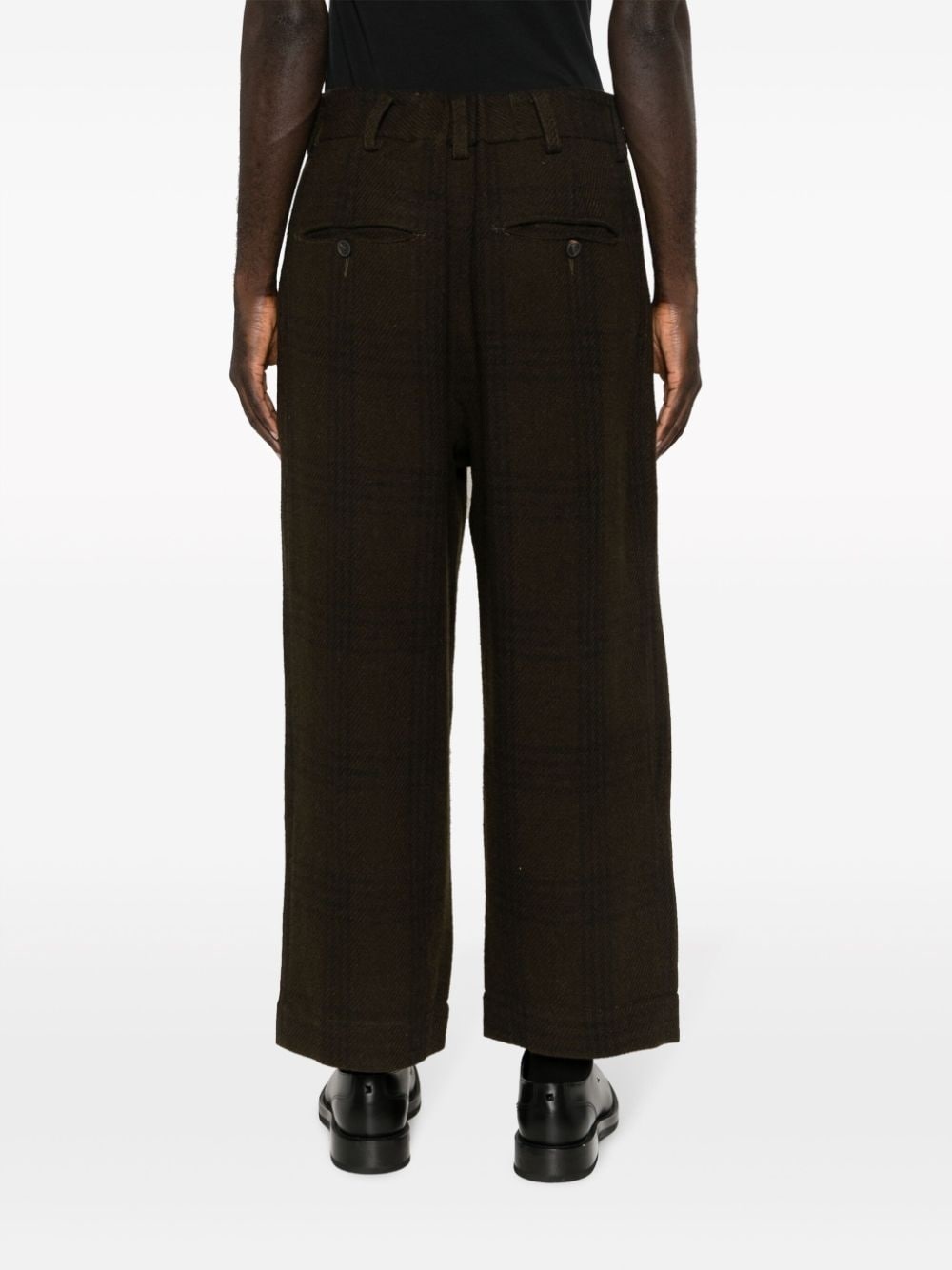 plaid-check wide-leg trousers - 4