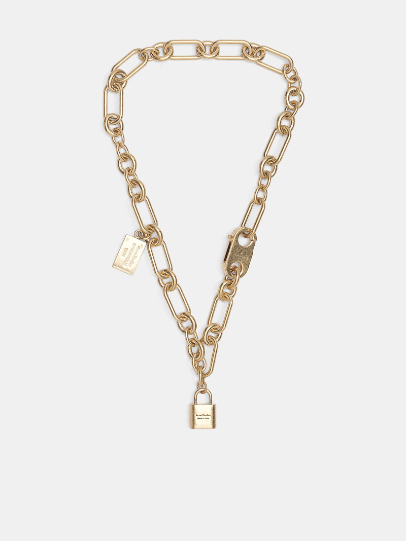 Gold Large Chain Padlock Necklace 1