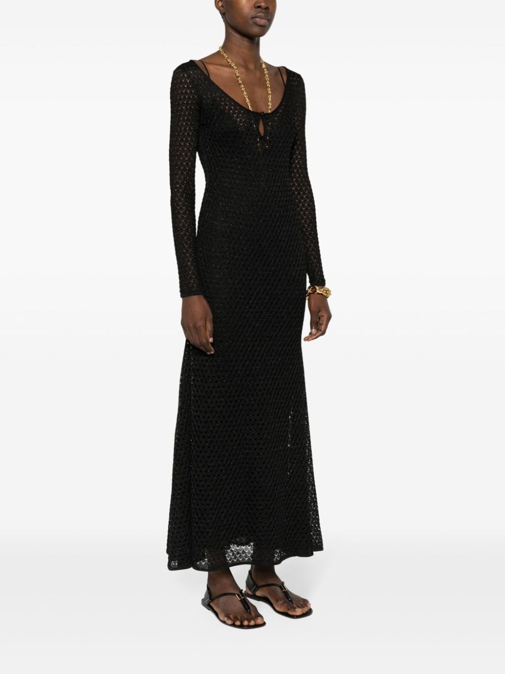 lurex crochet maxi dress - 3