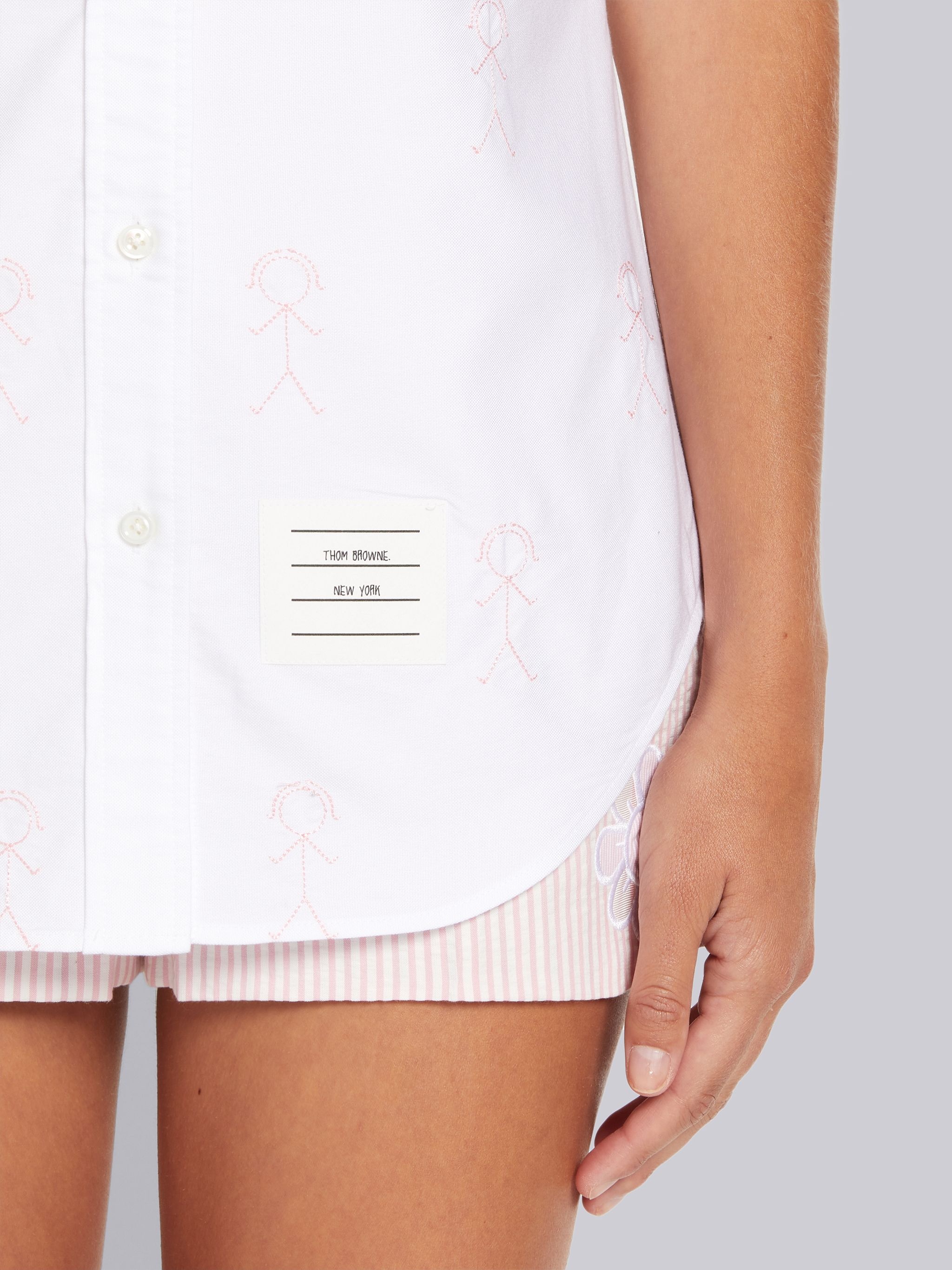 White Oxford Mrs. Thom Half Drop Round Collar Classic Short Sleeve Shirt - 6
