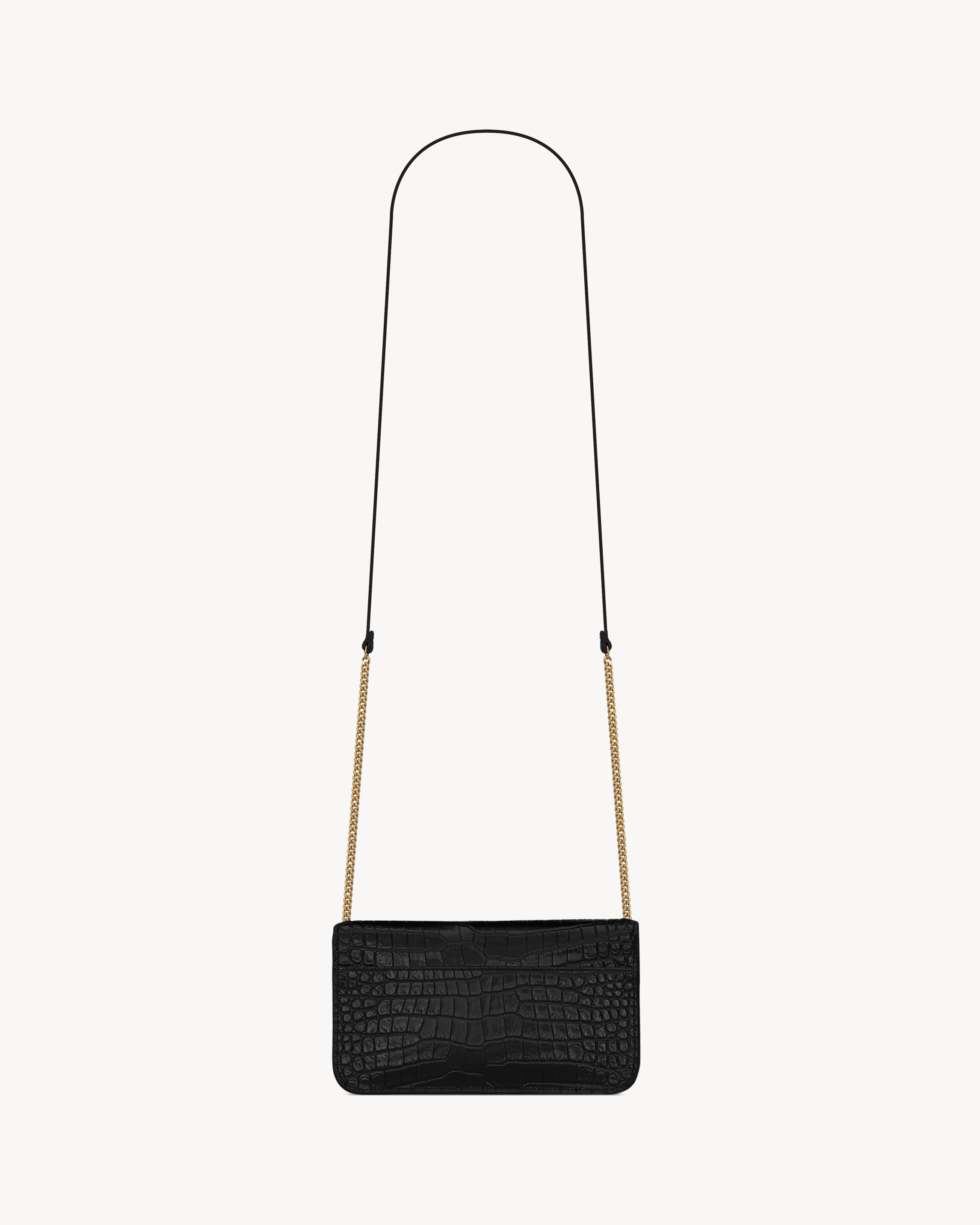 CASSANDRE PHONE HOLDER IN SHINY CROCODILE-EMBOSSED LEATHER - 4