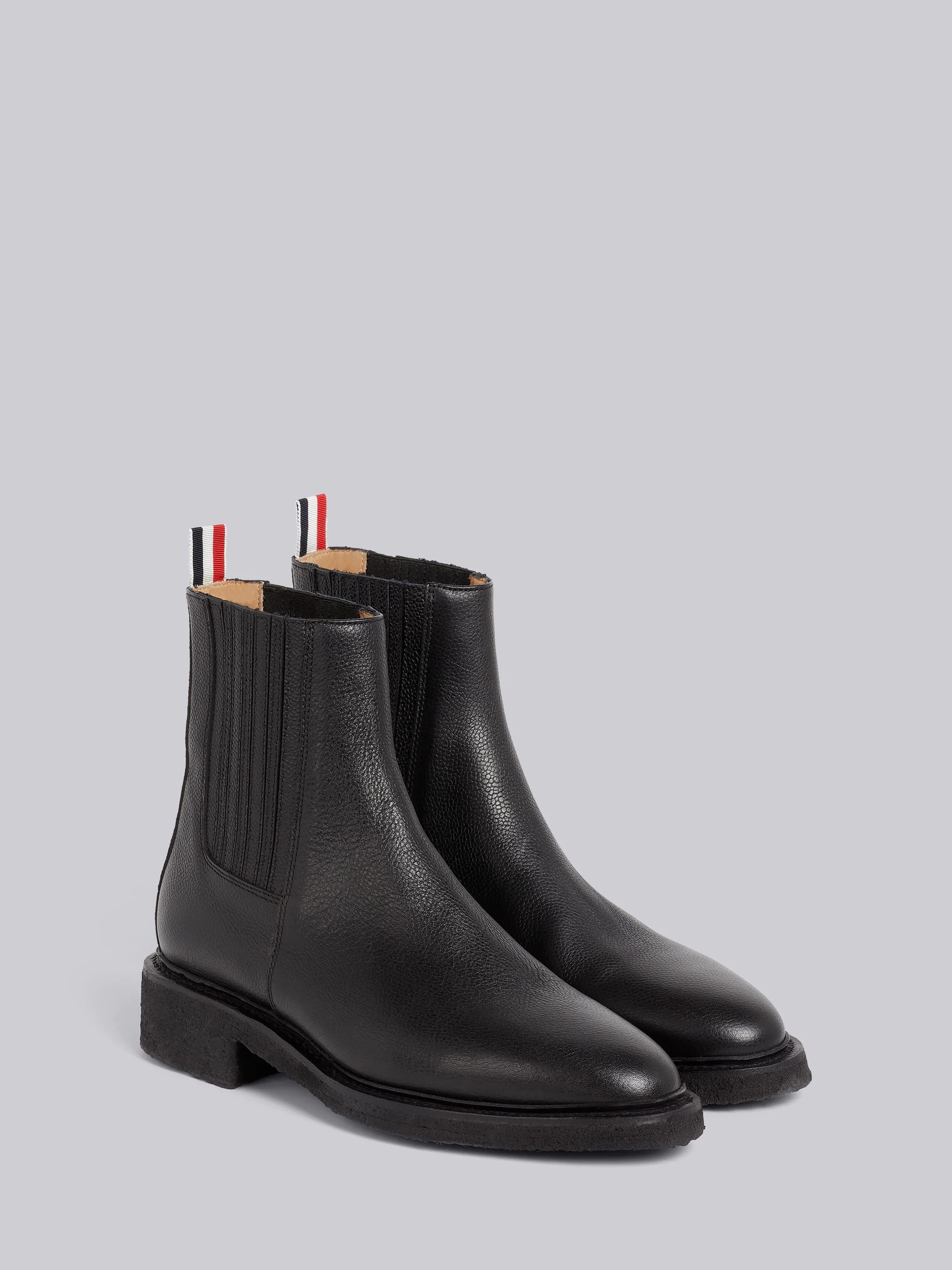 Black Pebbled Calfskin Crepe Sole Chelsea Boot - 3