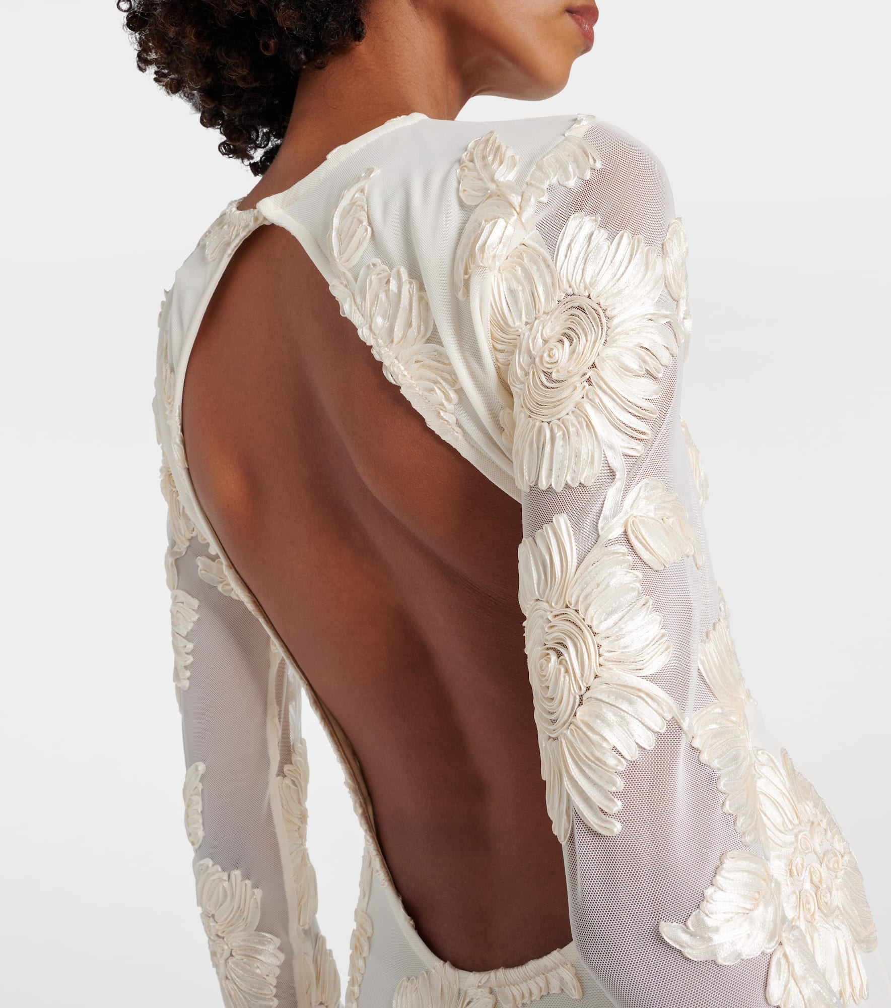 Bridal Rosita floral-appliqué mesh minidress - 5