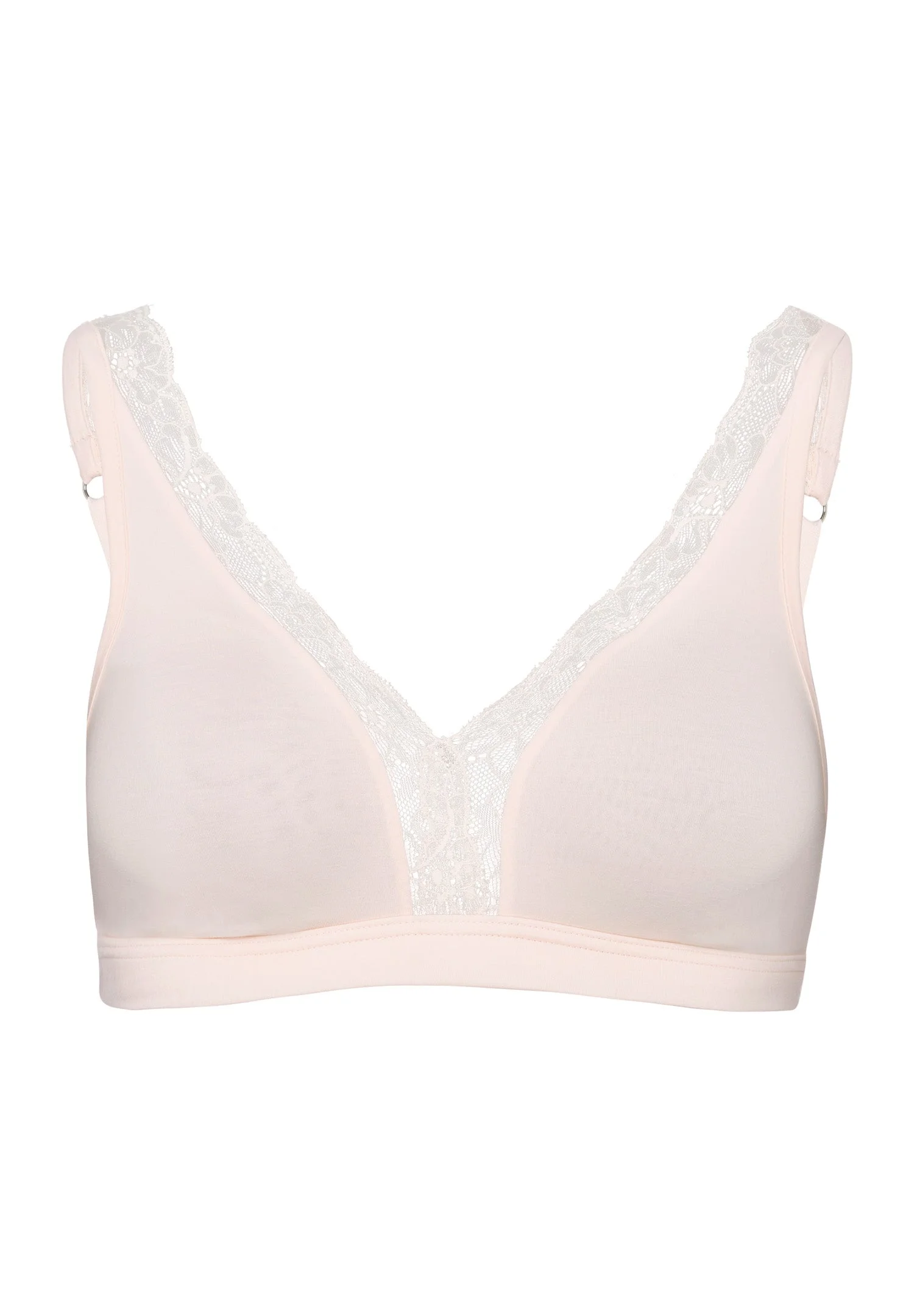 Cotton Lace Lace Trim Soft Cup Bra - 1