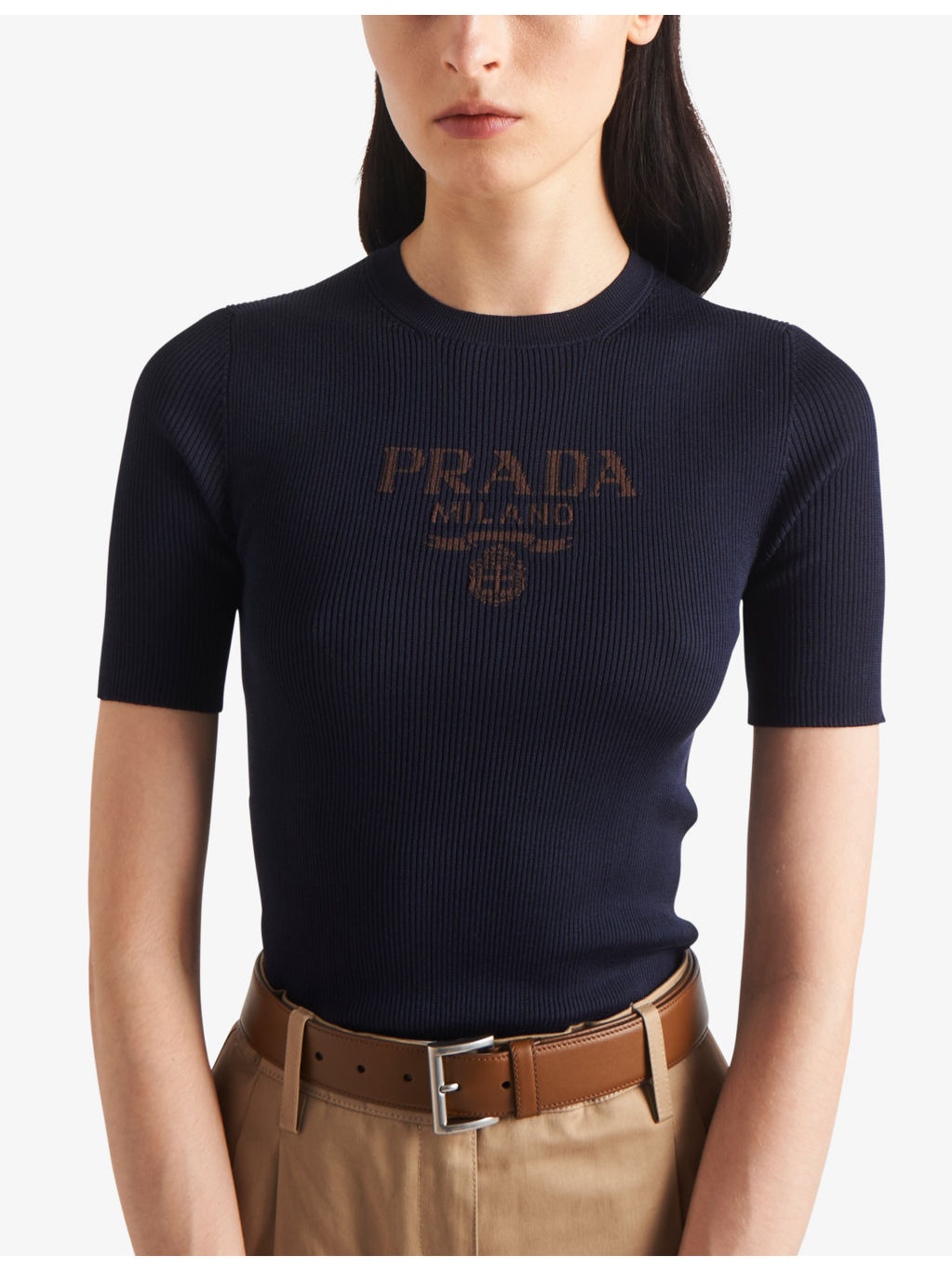 Branded knitted silk top - 3