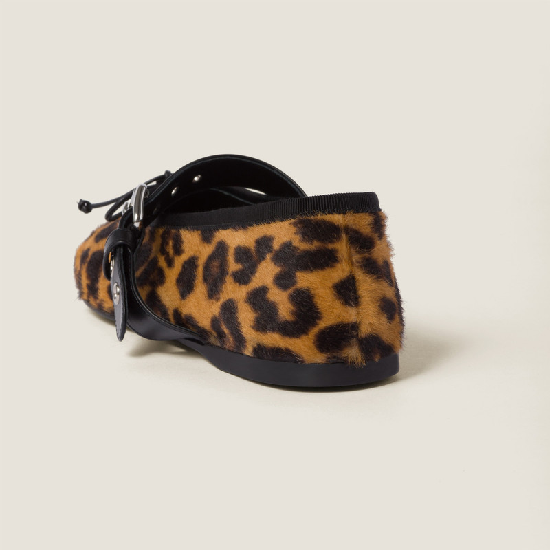 Miu Miu Leopard-print calf hair effect ballerinas outlook