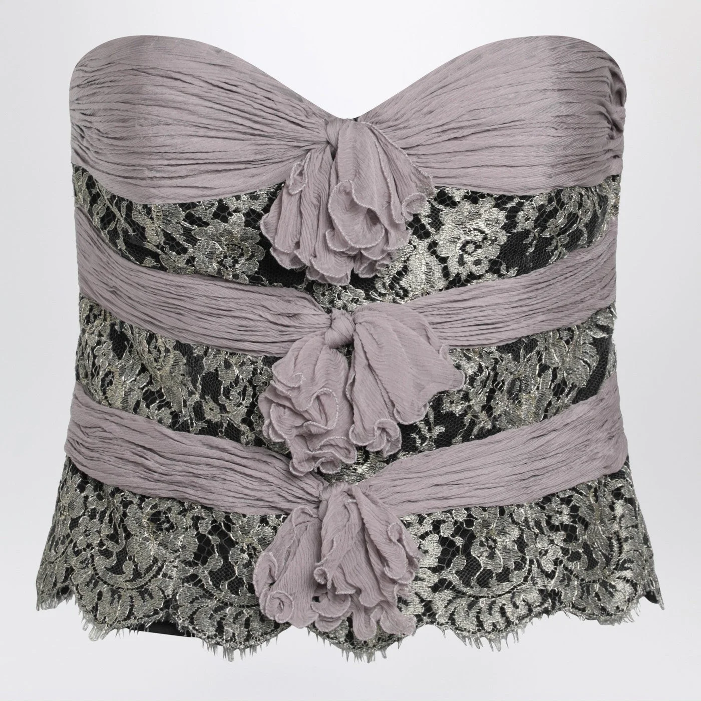 Valentino Grey/Mauve/Gold Chiffon Silk Top Women - 1