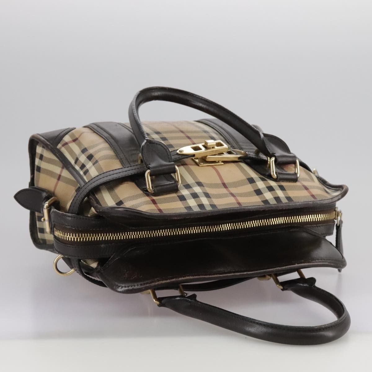 Burberry Nova Check Hand Bag Pvc Leather Beige - 6