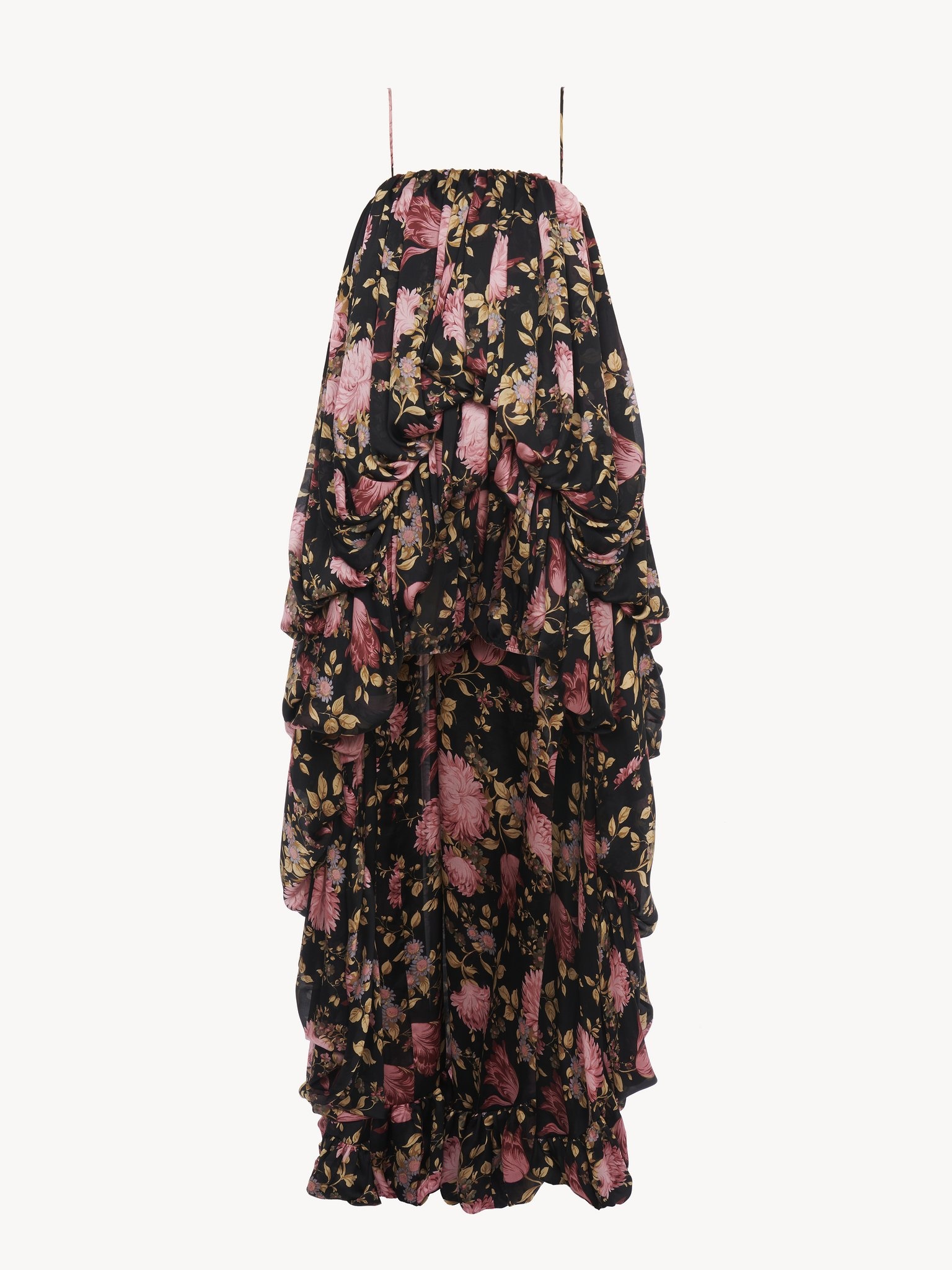 HIGH-LOW SLEEVELESS JUMPSUIT IN SILK CHARMEUSE - 2