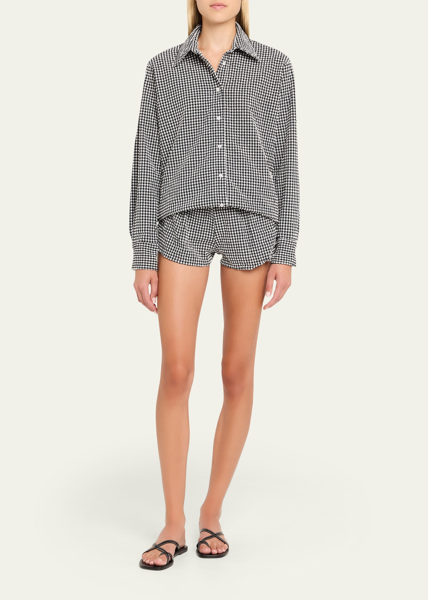 Gingham Seersucker Button-Front Shirt - 2