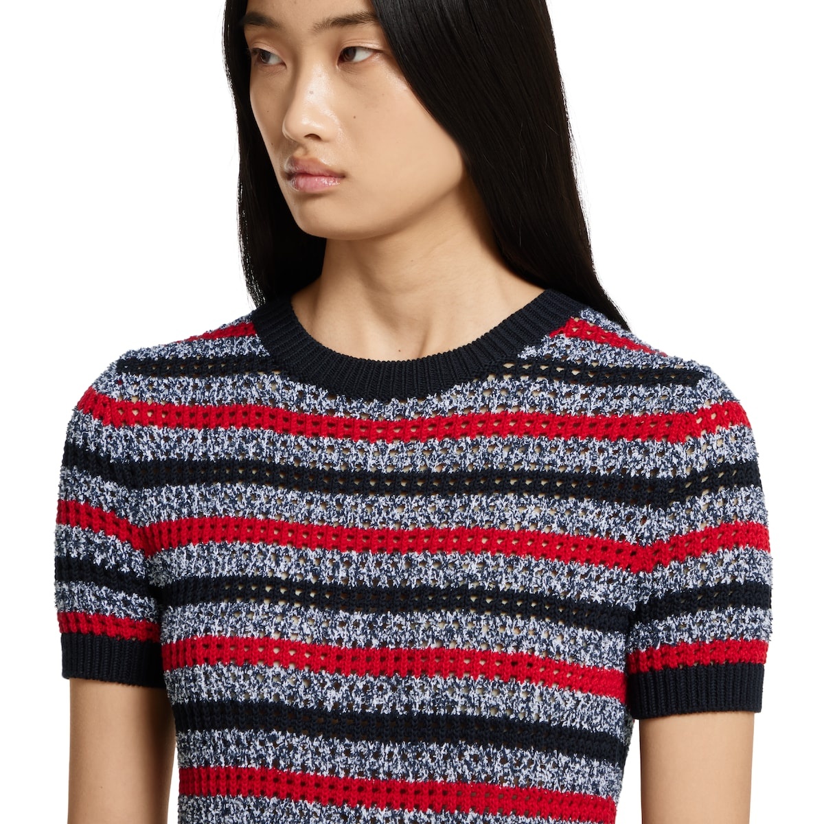 Striped fine cotton knit dress - 5