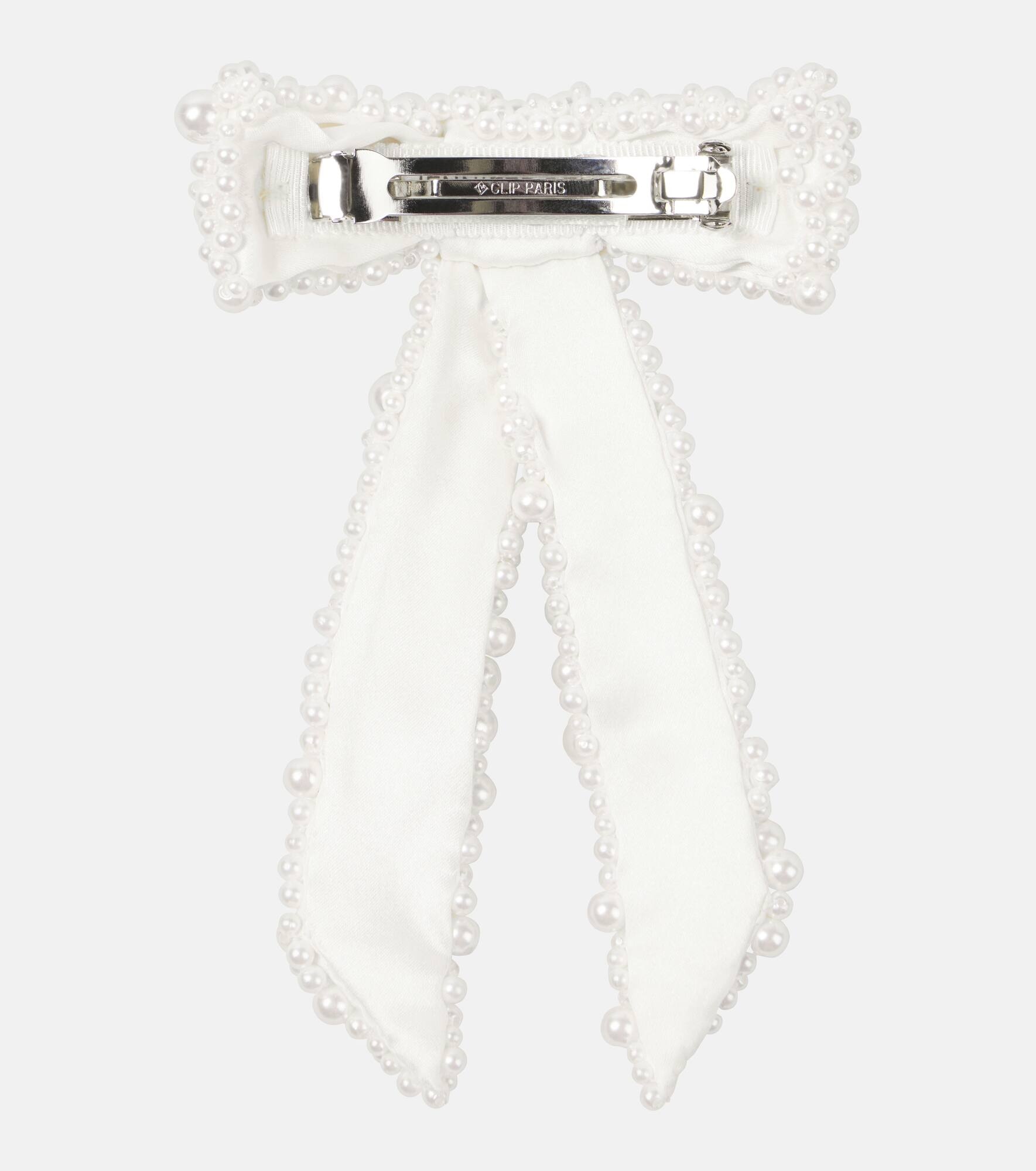 Donna faux-pearl bow barrette - 4