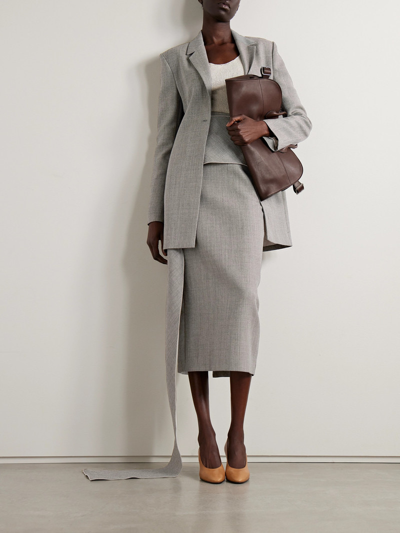 The Row Laz Wrap-effect Wool-blend Midi Skirt outlook