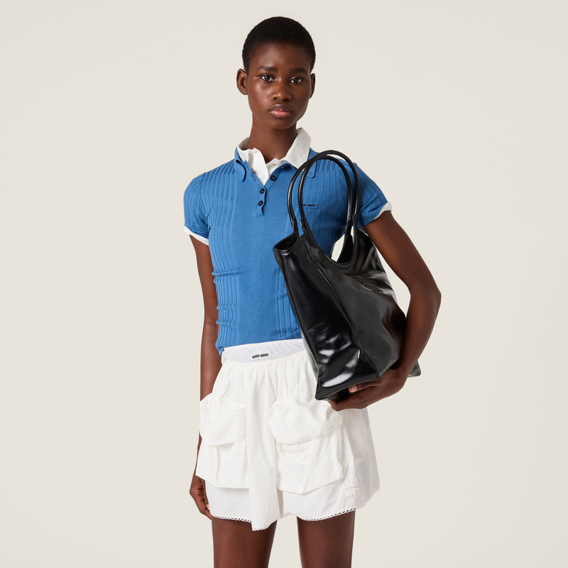 Miu Miu Ribbed knit wool polo shirt outlook