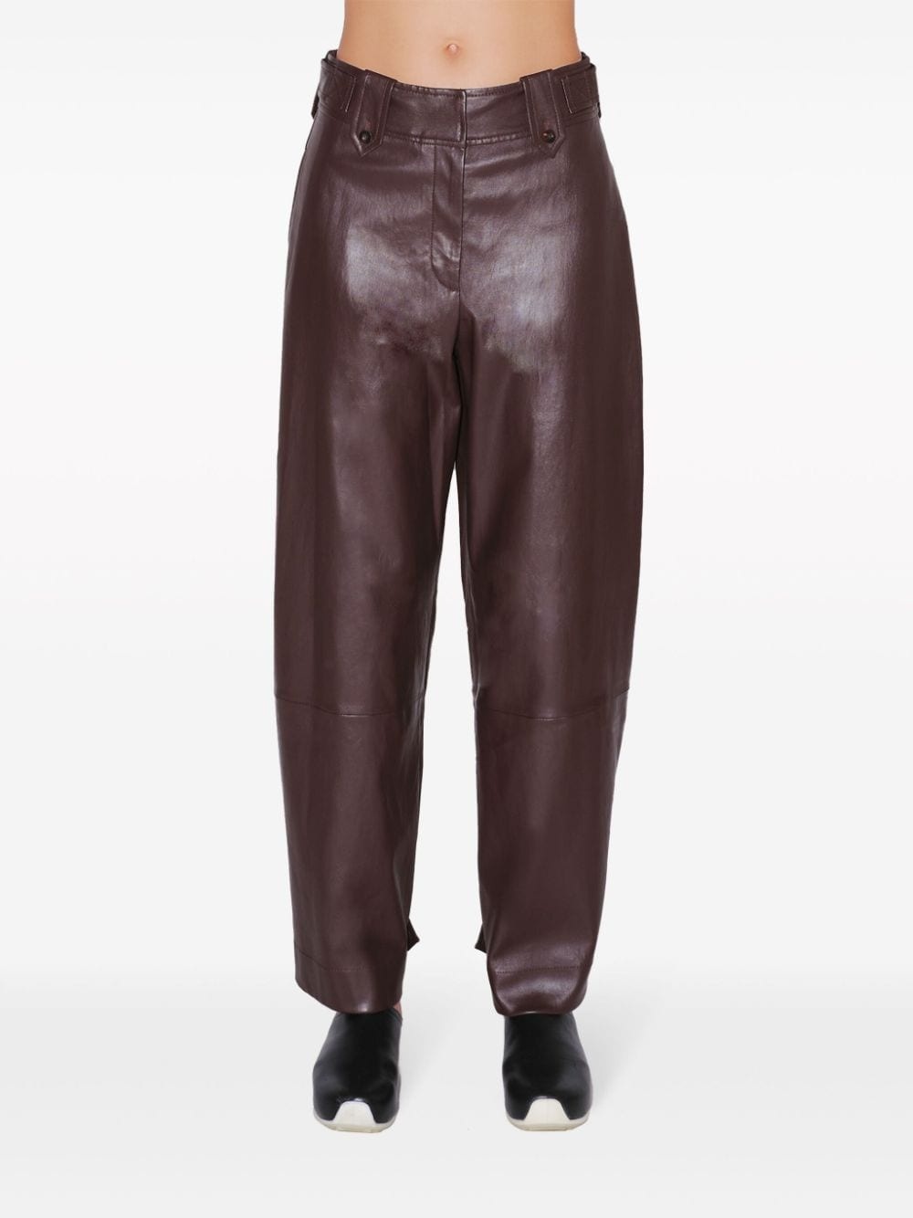 wide-leg lambskin trousers - 6