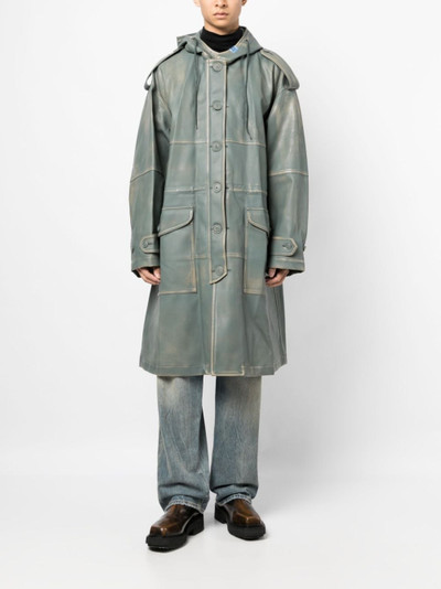 Maison MIHARAYASUHIRO faux-leather hooded coat outlook