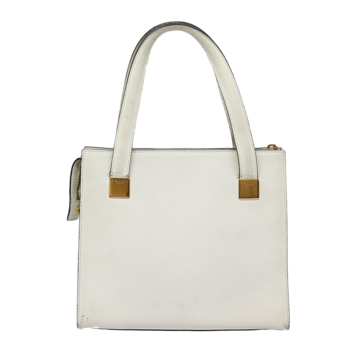 CELINE Hand Bag Leather White Gold - 2