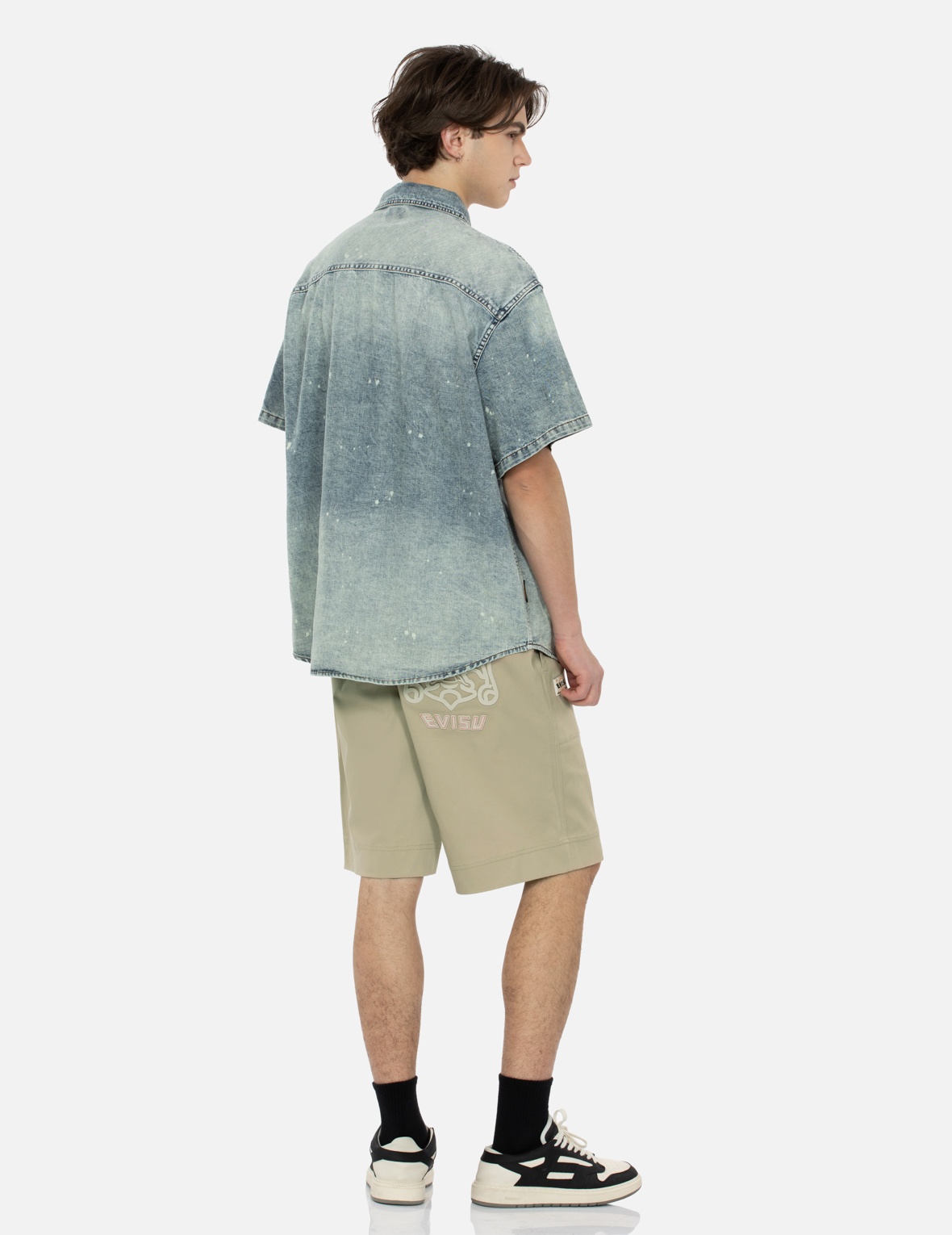 SEAGULL EMBROIDERY AND GODHEAD PATCHWORK RELAX FIT SHORTS - 3
