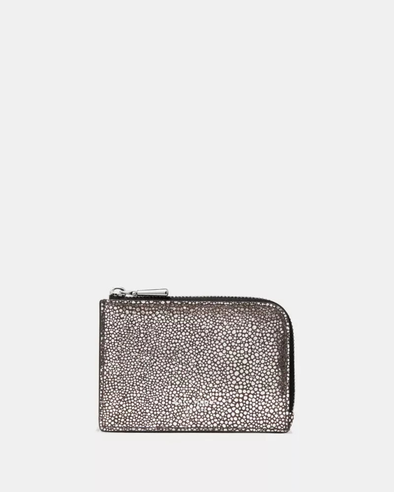 Metallic Dot Suede Mini Zip Card Case - 1