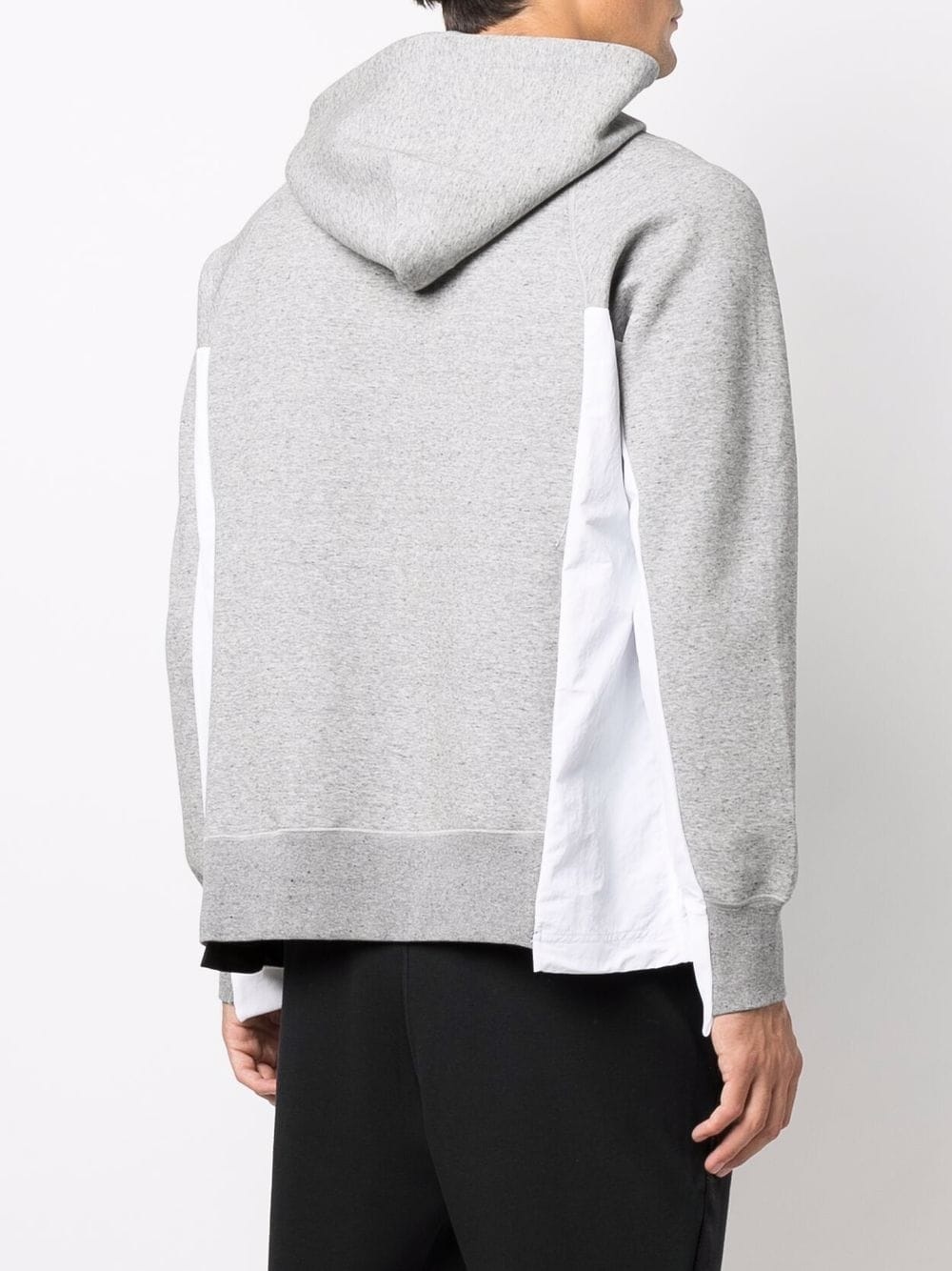 x sacai logo-print panelled hoodie - 4