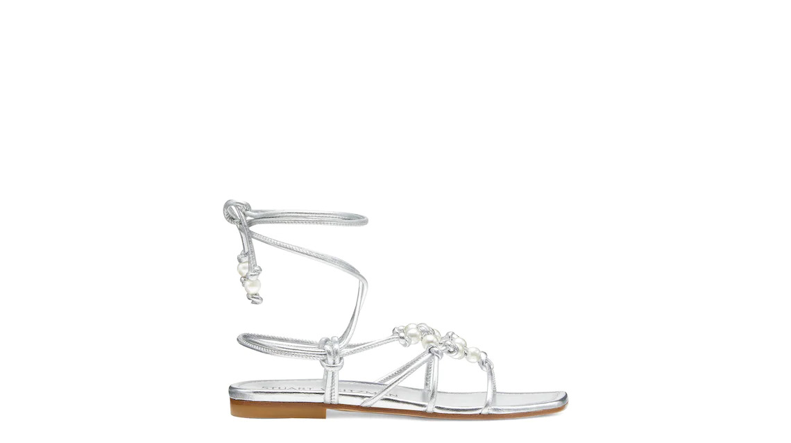 PEARL KNOT LACE-UP SANDAL - 1