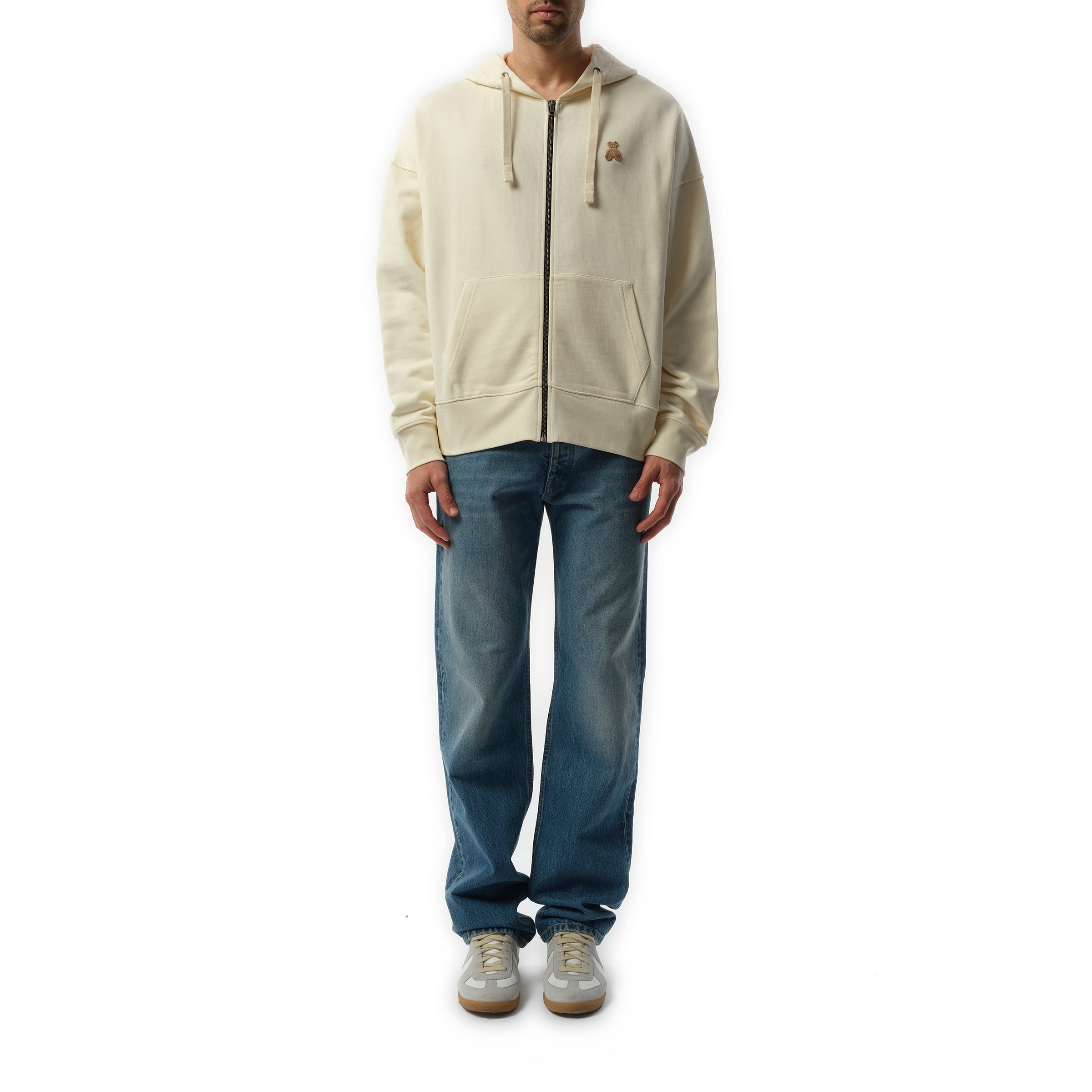 Bear in Mind Zip Hoodie in Off White/Brown - 4