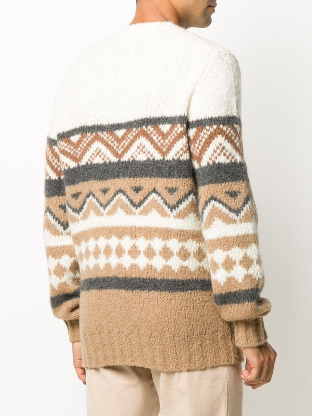 long sleeve Aztec-knitted sweater - 4