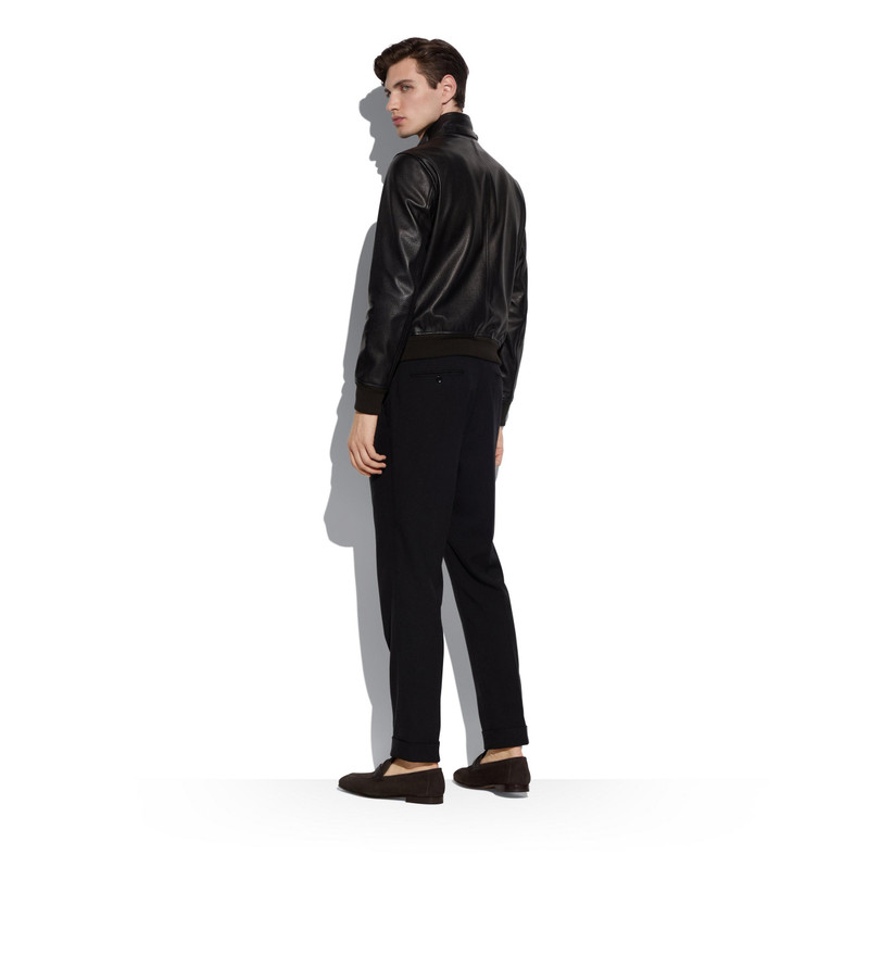 GRAIN LEATHER HARRINGTON WITH ZIP 3
