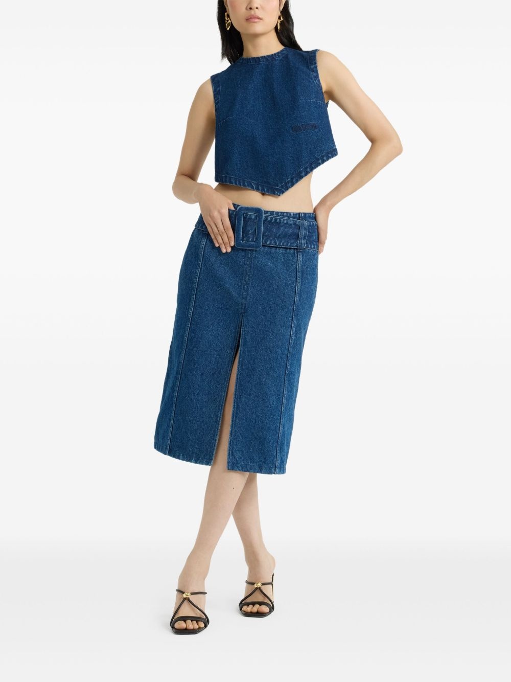 scarf denim top - 5