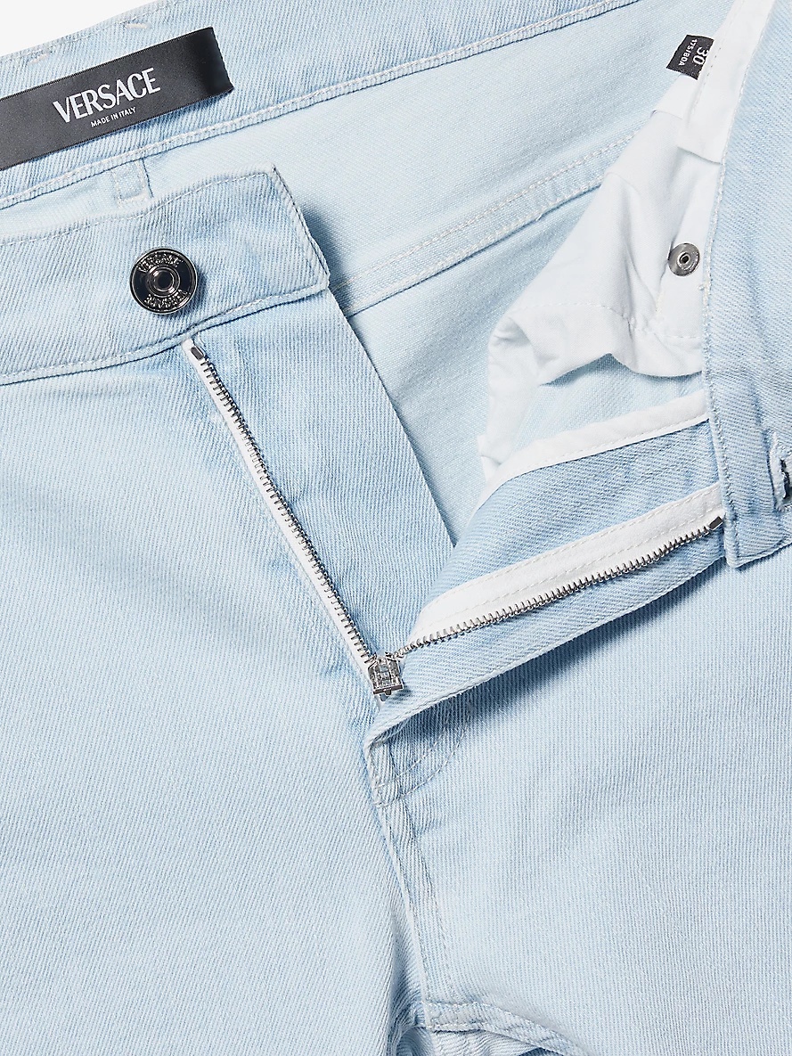 Five-pocket brand-plaque slim-fit low-rise stretch-denim blend jeans - 7