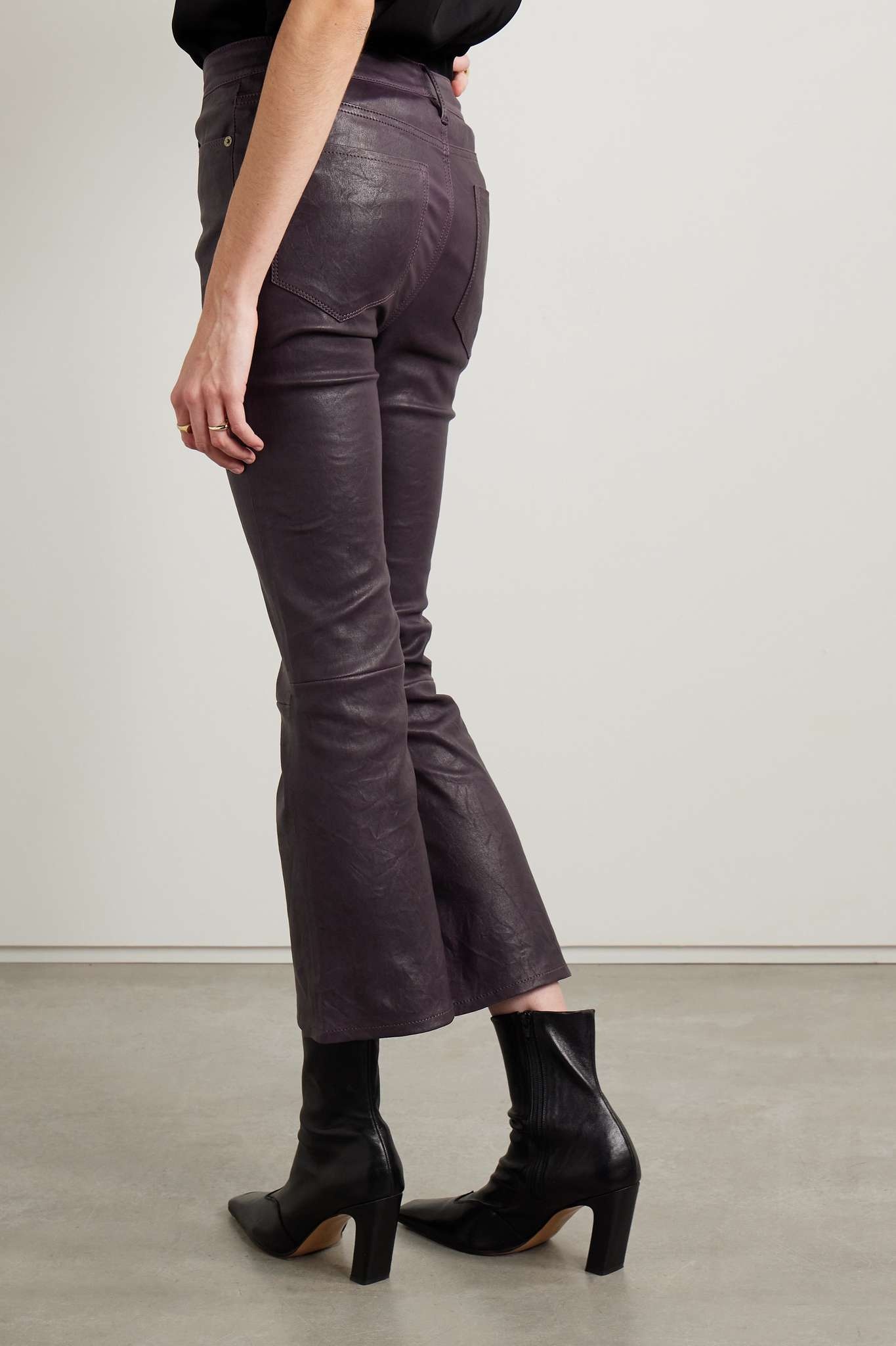 Le Crop Mini leather bootcut pants - 4