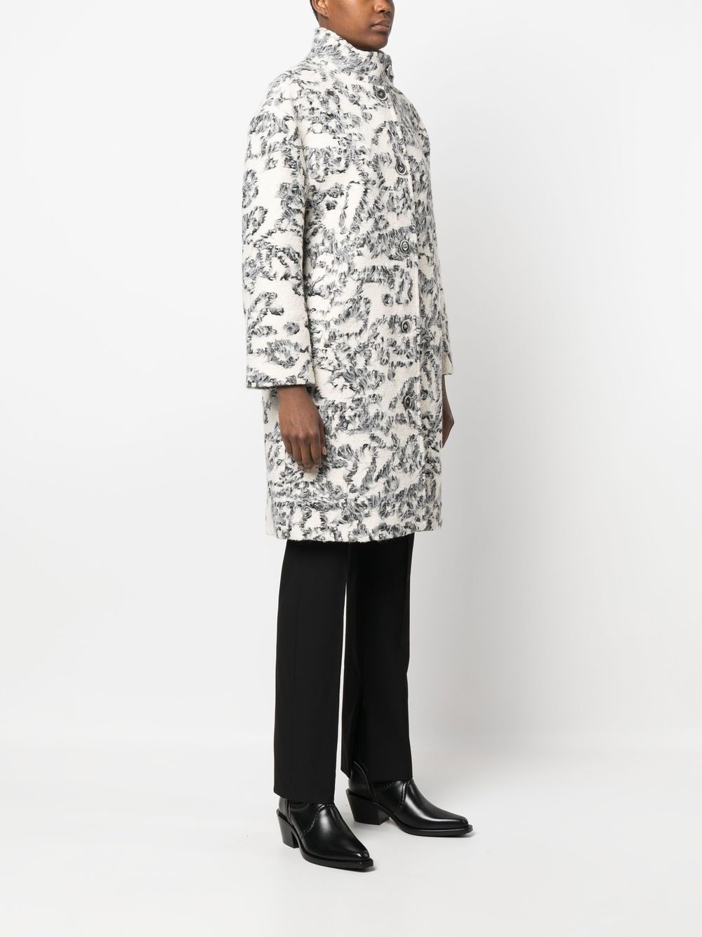 bouclé-effect single-breasted coat - 3