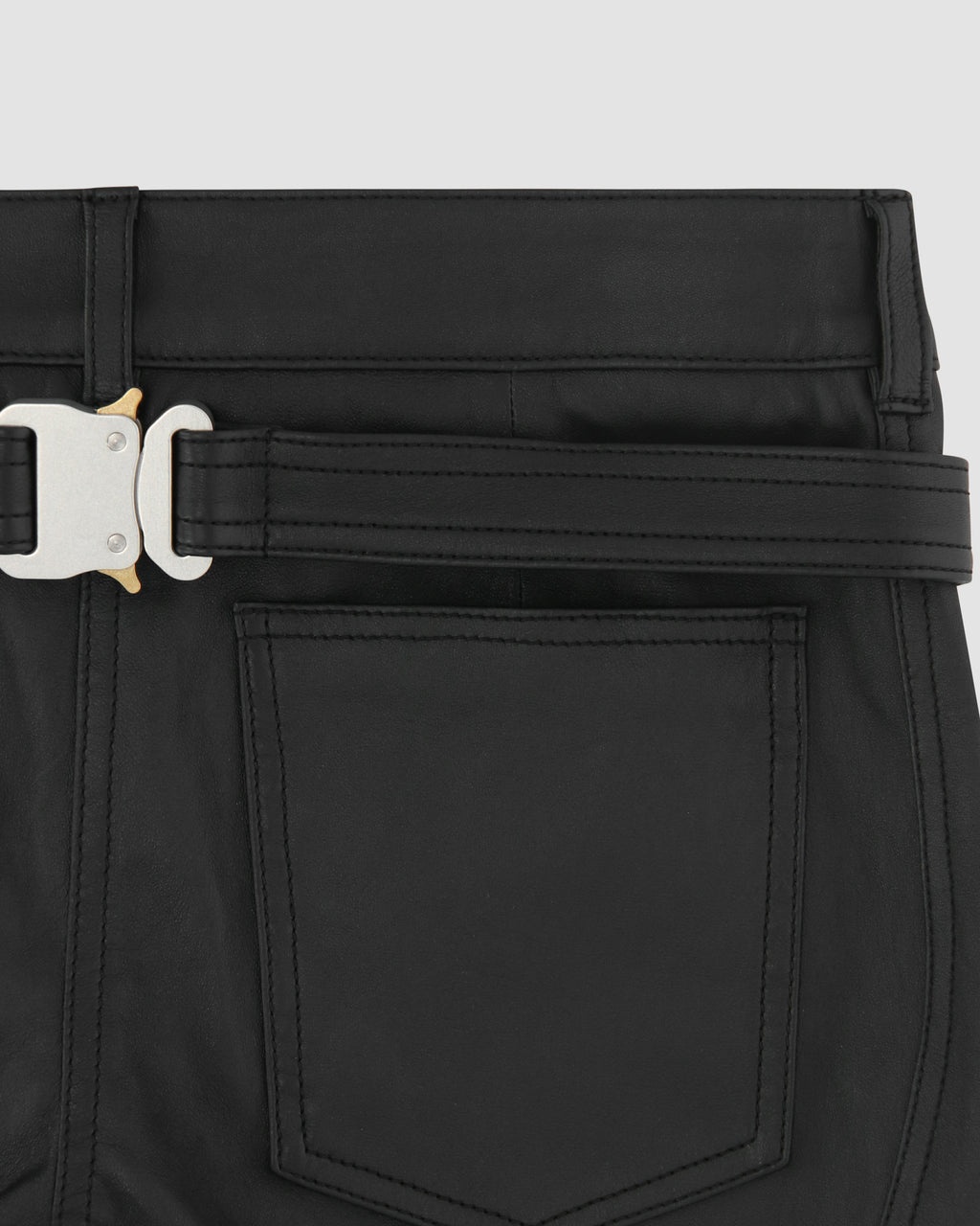 BACK BUCKLE LEATHER PANT - 8