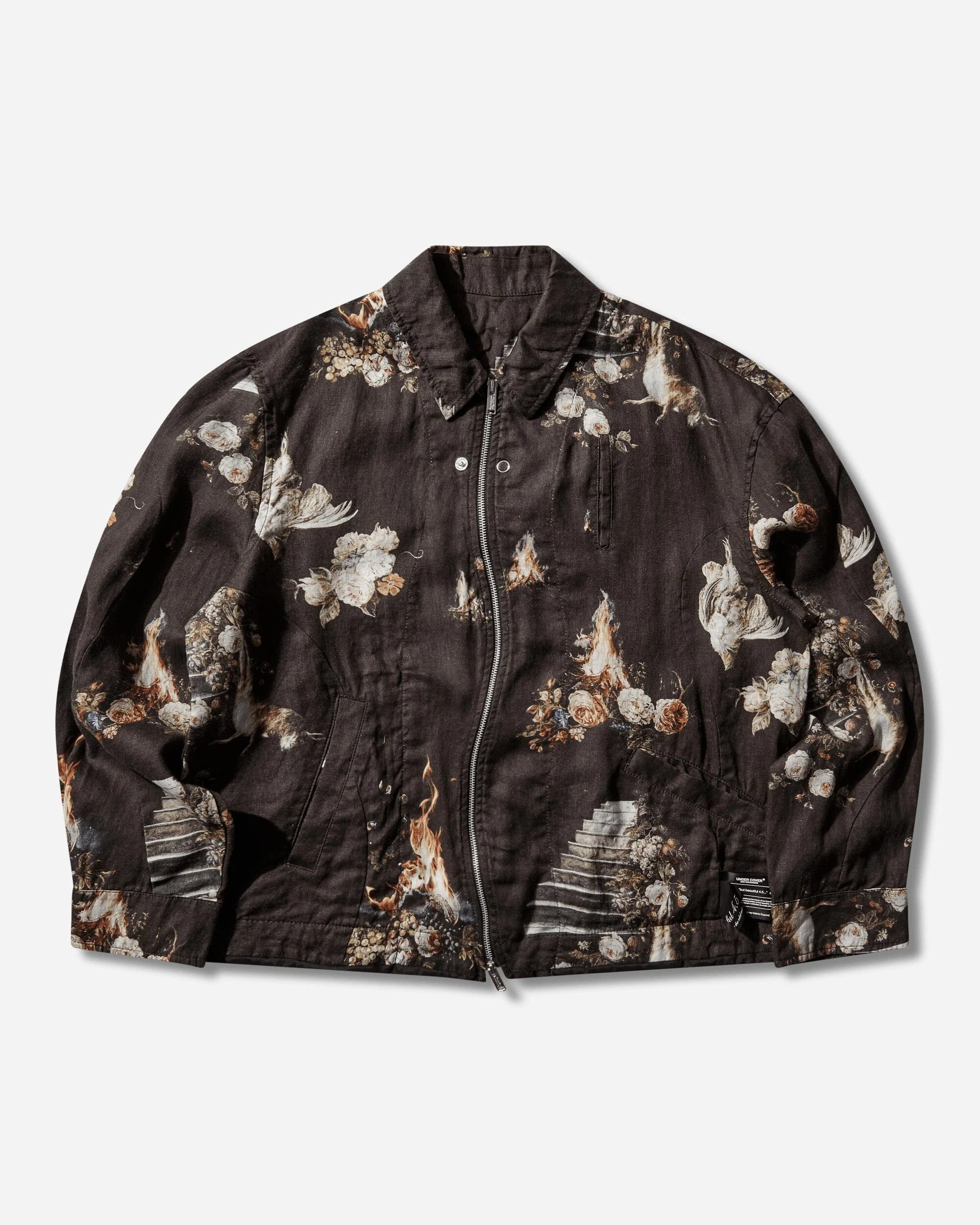 Men's Emma Bennett All-Over Print Linen Jacket Black - 1