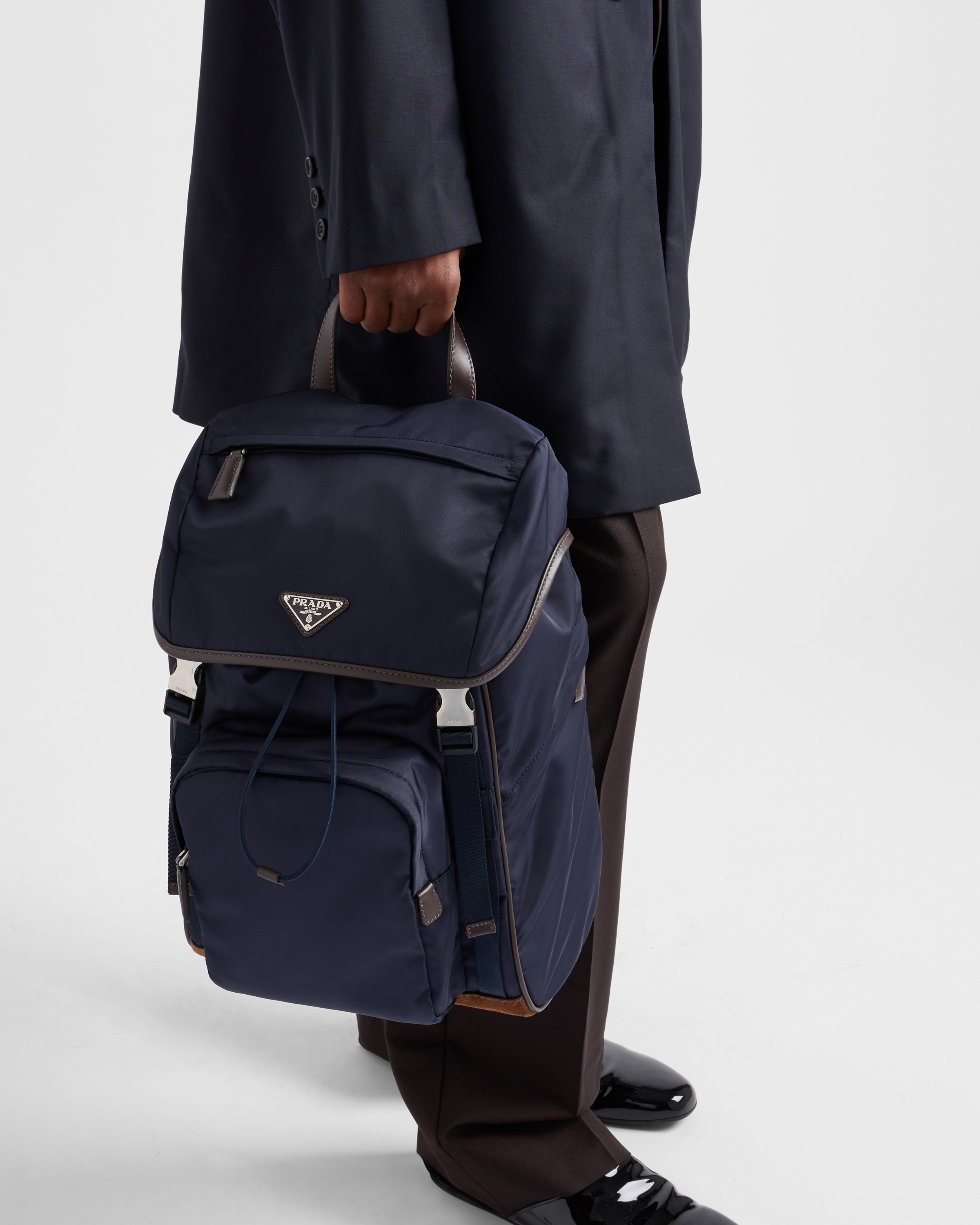 Re-Nylon and leather backpack - 8