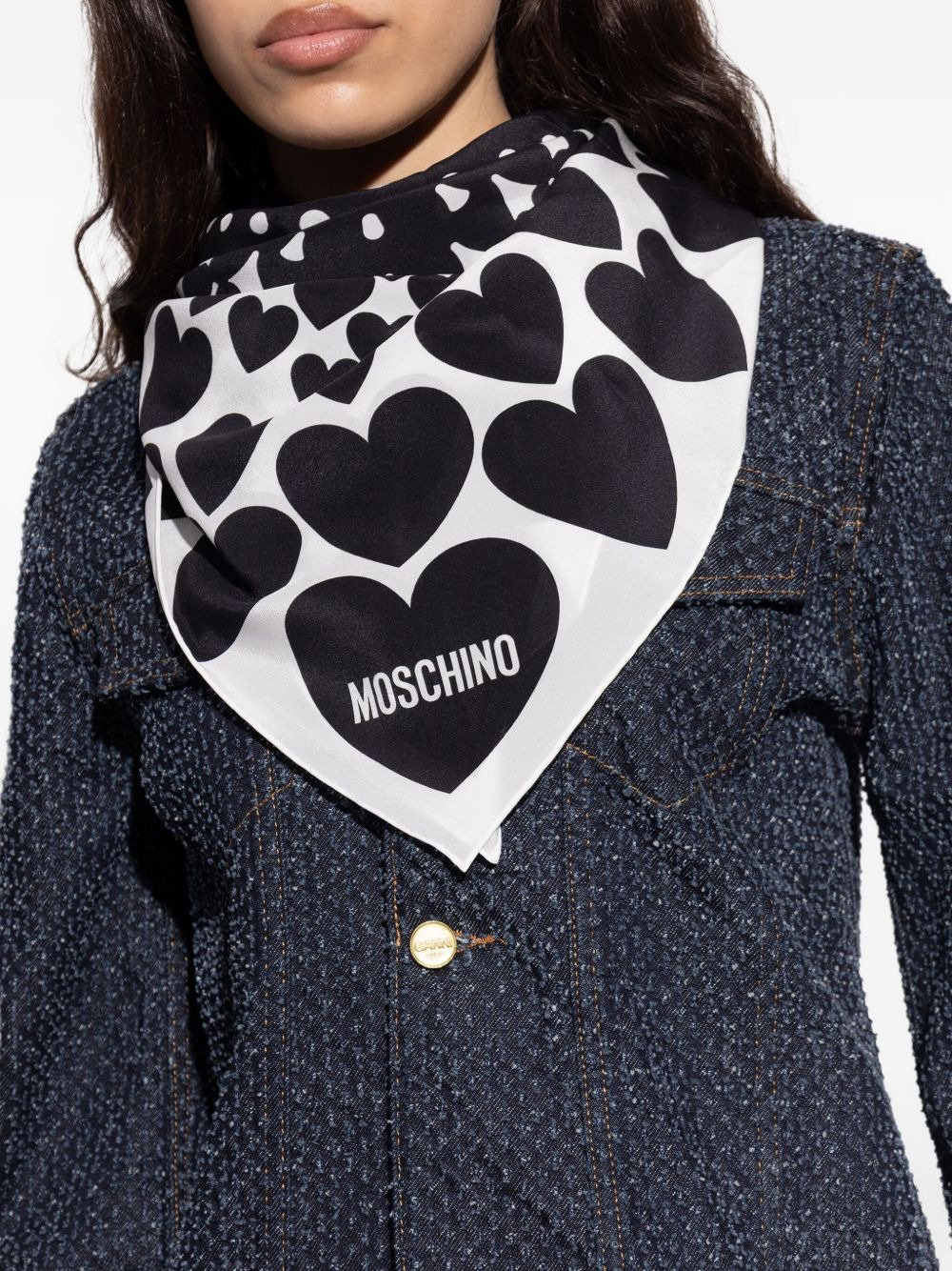 heart-print silk scarf - 3