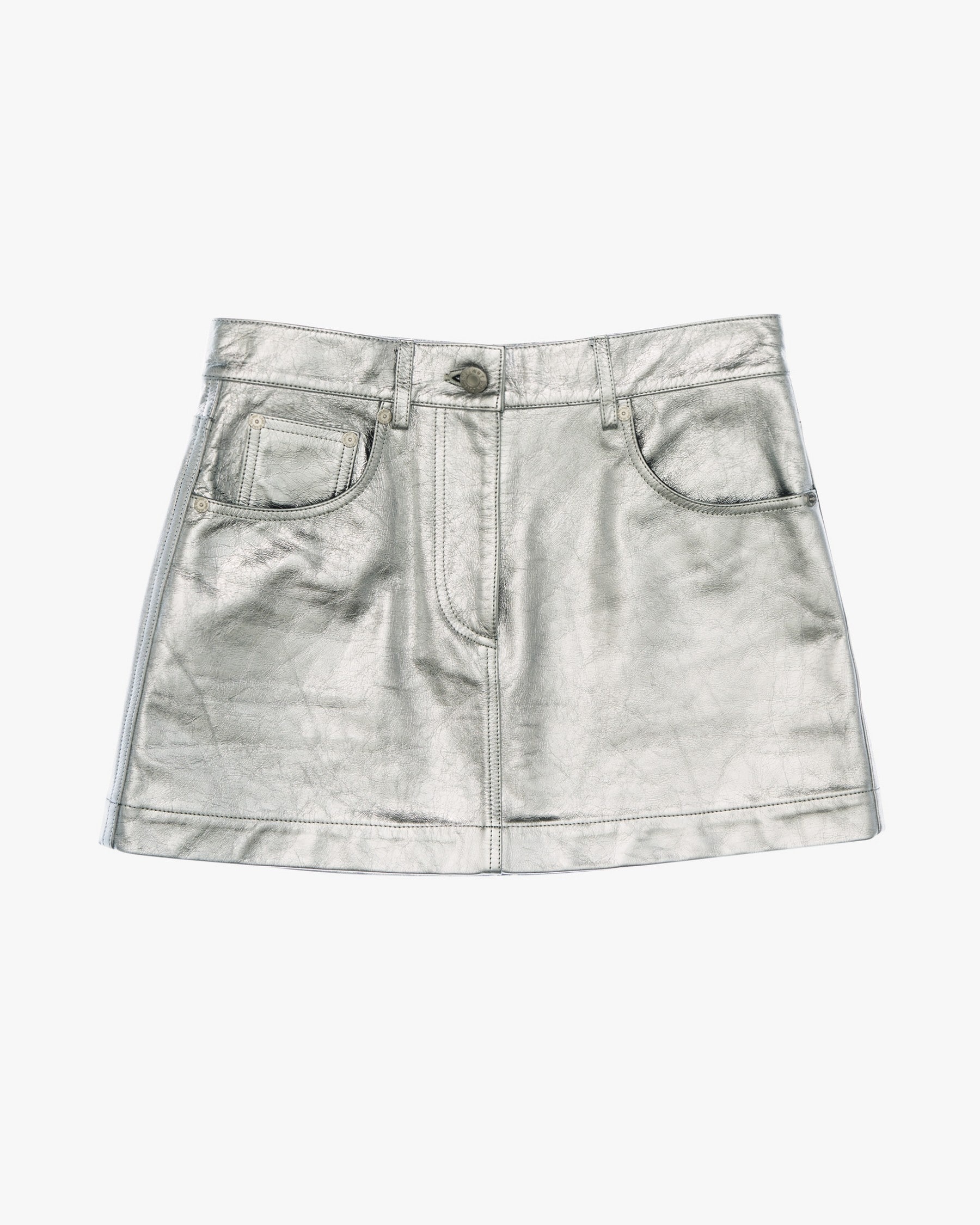 METALLIC LEATHER MINI SKIRT - 1