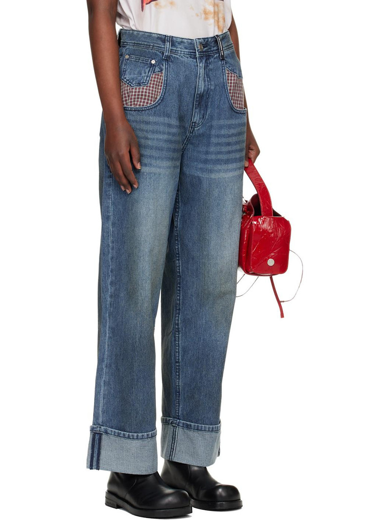 Blue Oil Washed Rolled Up Jeans 2