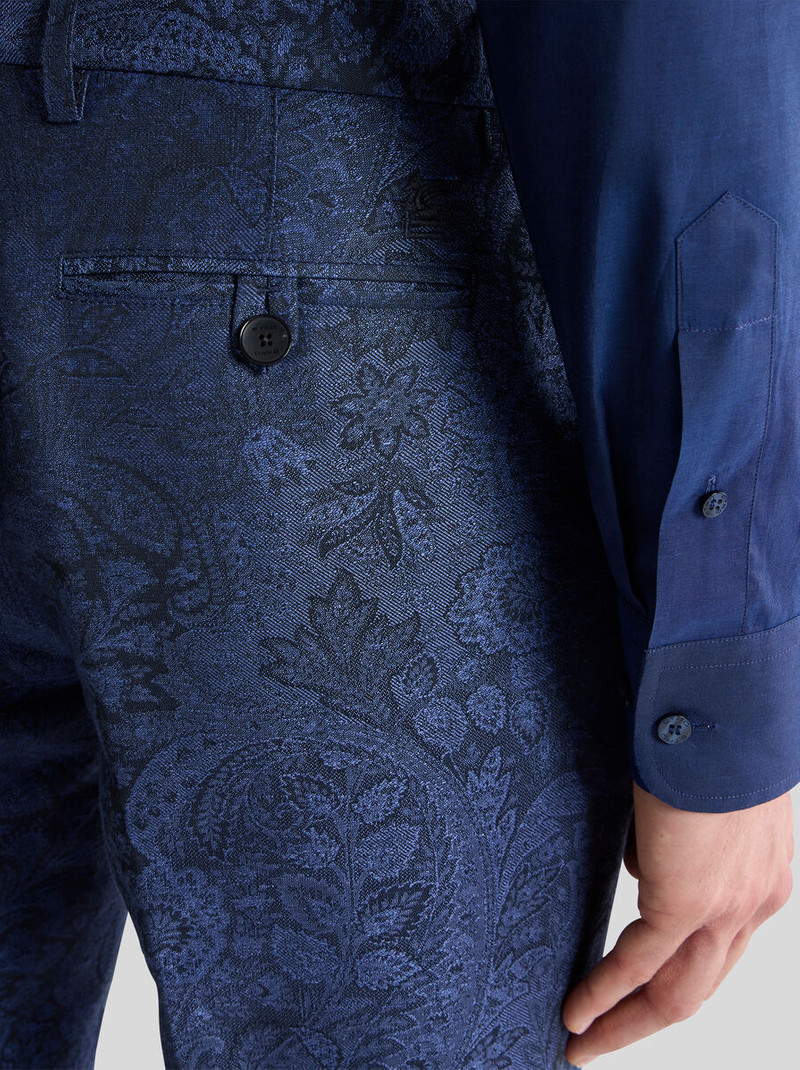 Etro LINEN AND COTTON JACQUARD TROUSERS WITH FLORAL PAISLEY MOTIF outlook