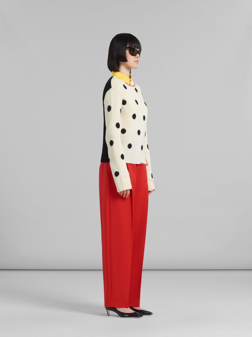 RED TROPICAL WOOL TAILORED TROUSERS - 5