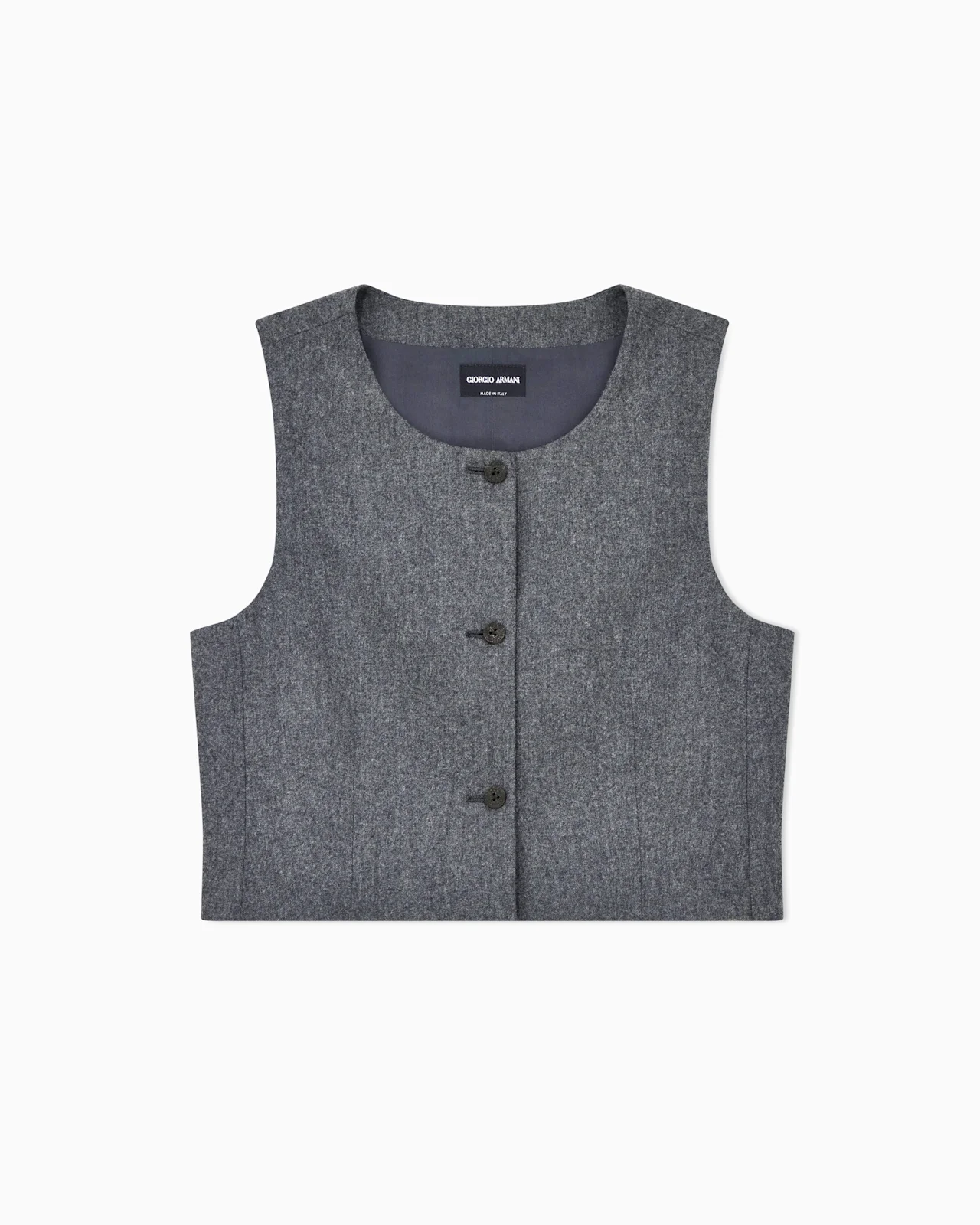 CREW NECK VEST IN WOOL AND CASHMERE FLANNEL WITH BUTTONS - 1