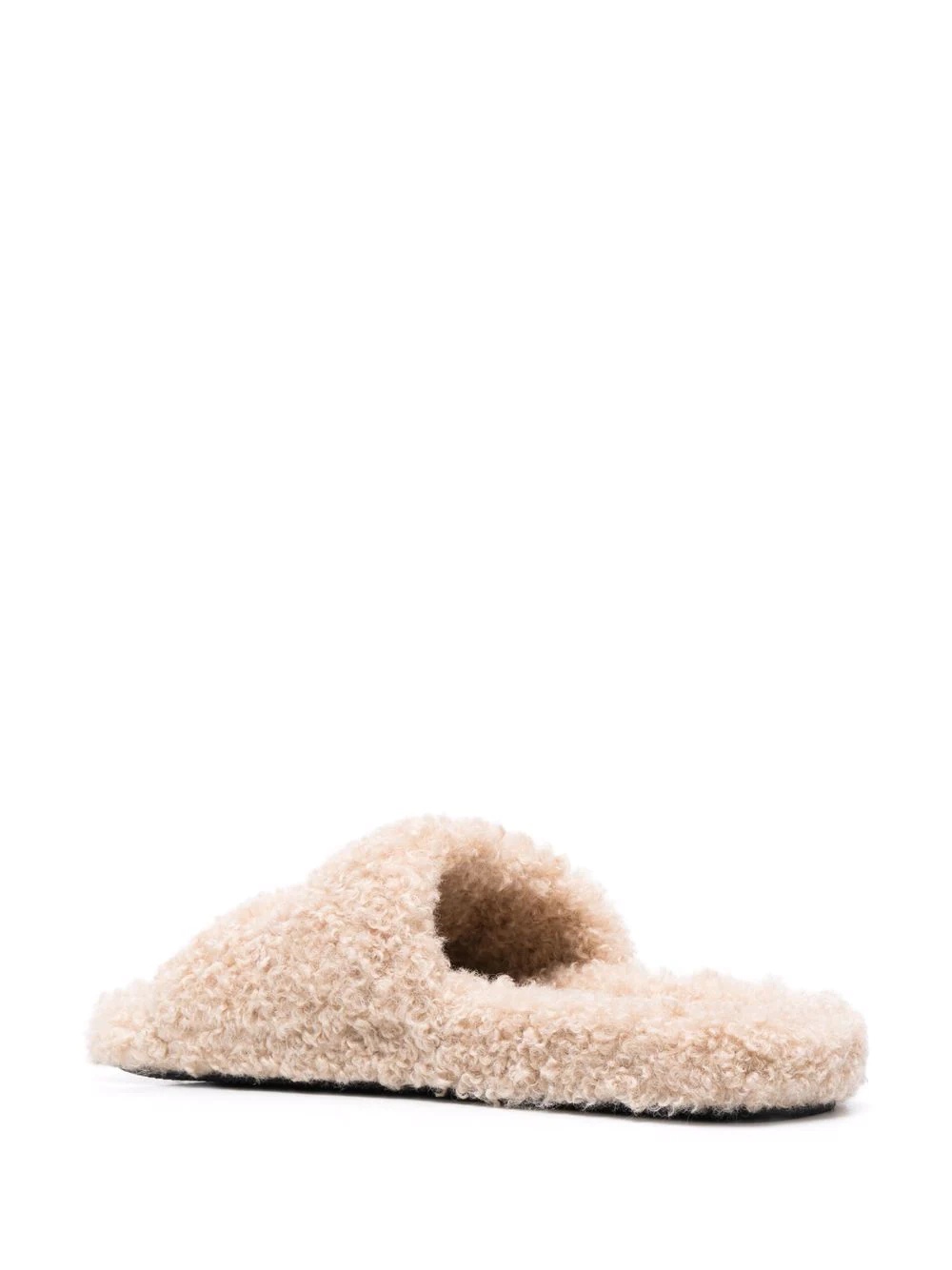 faux-shearling embroidered logo slides - 3