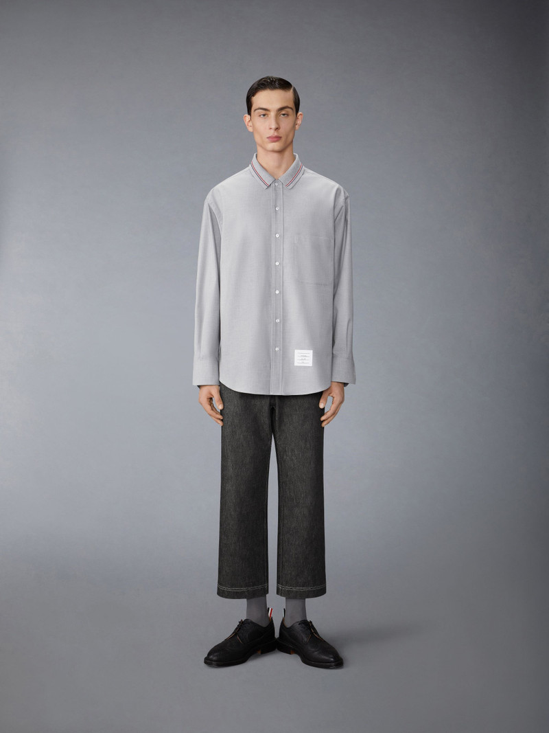 Stripe Cotton Flannel Oversized Shirt 4