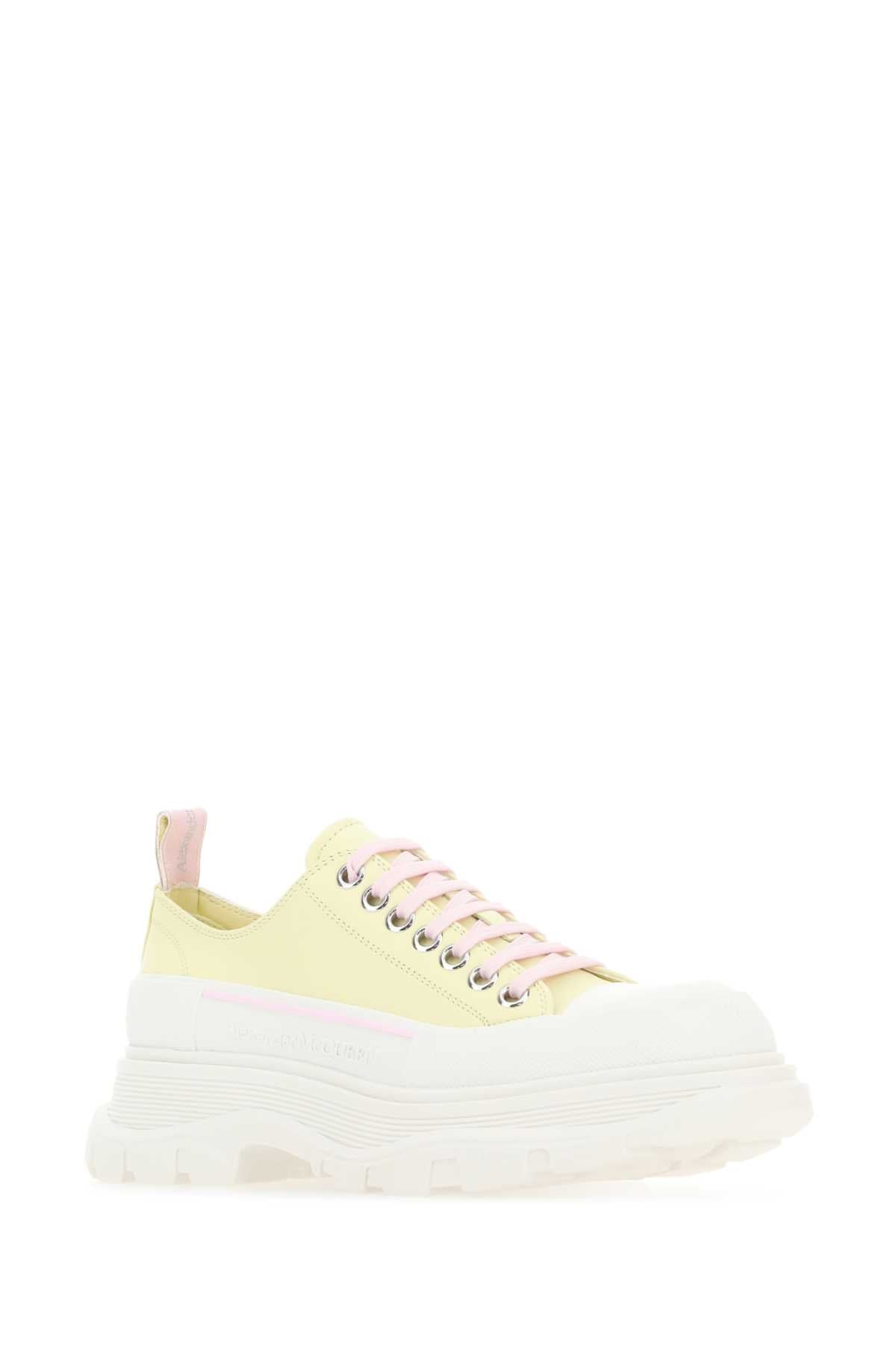 Alexander Mcqueen Women Pastel Yellow Leather Tread Slick Sneakers - 2