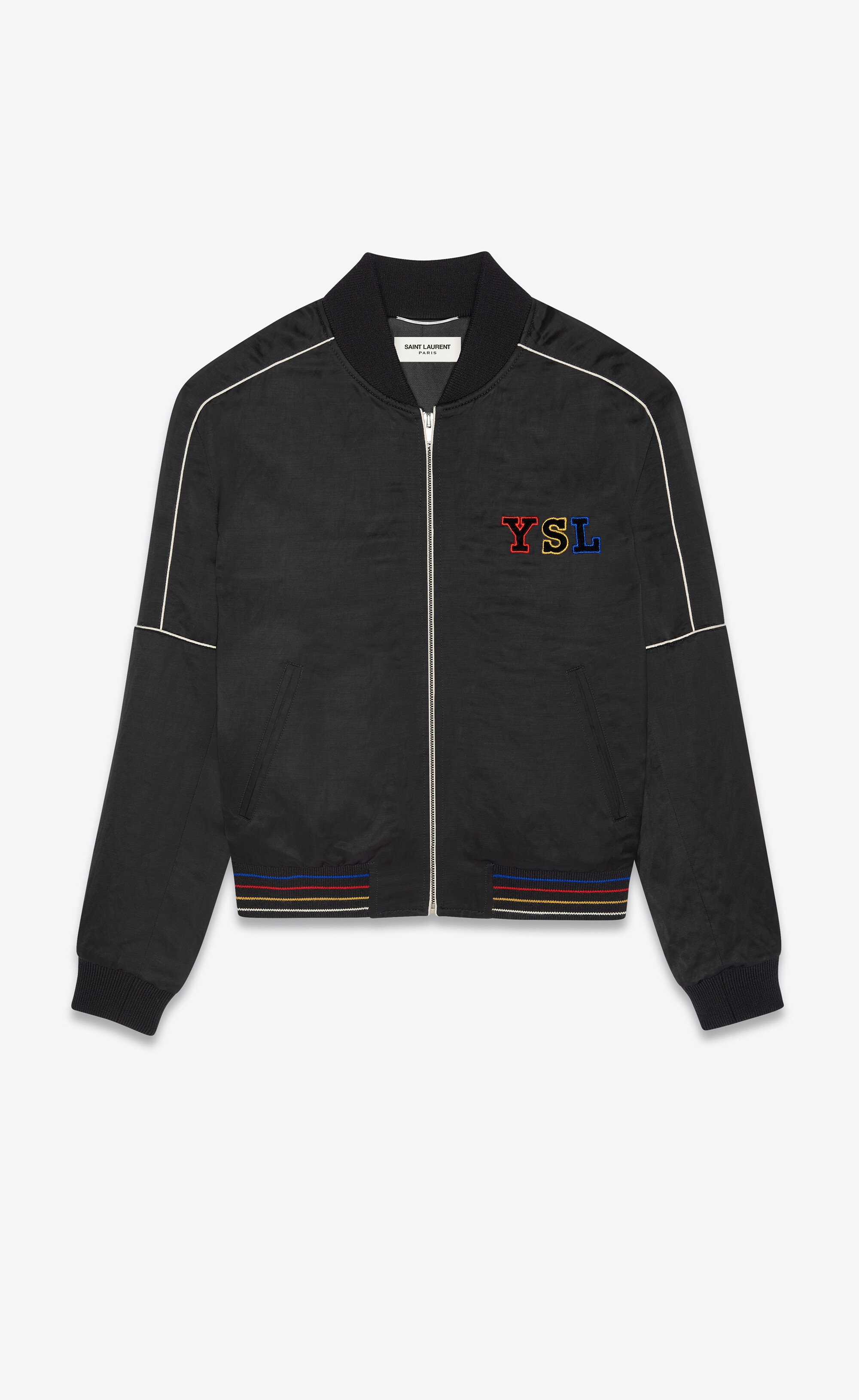 ysl teddy jacket in satin - 1