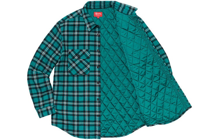 Supreme FW19 Week 17 Arc Logo Quilted Flannel Shirt logo 'Green' SUP-FW19-10957 - 3