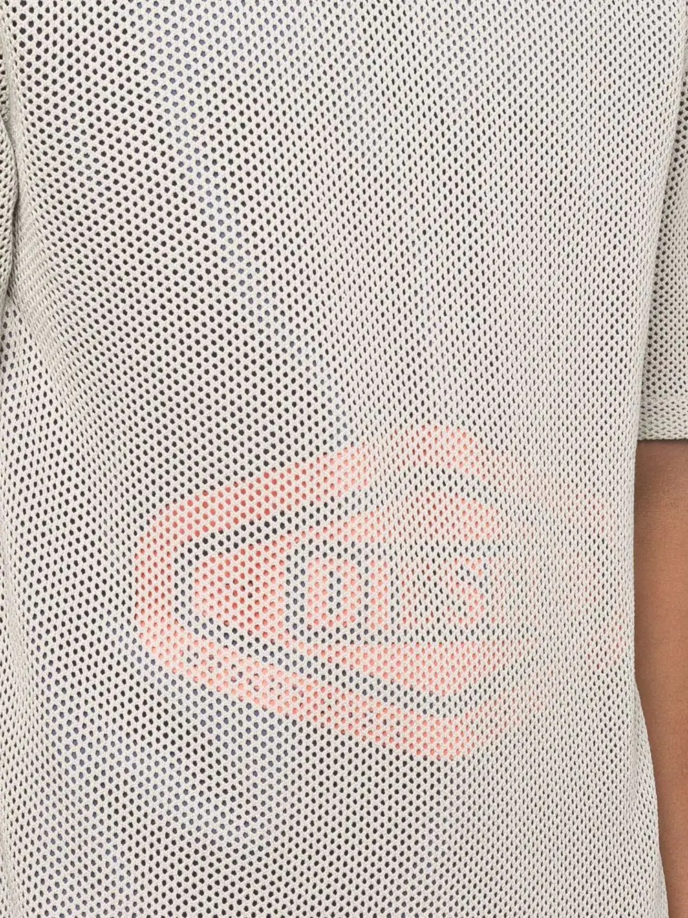 mesh-overlay logo T-shirt - 5