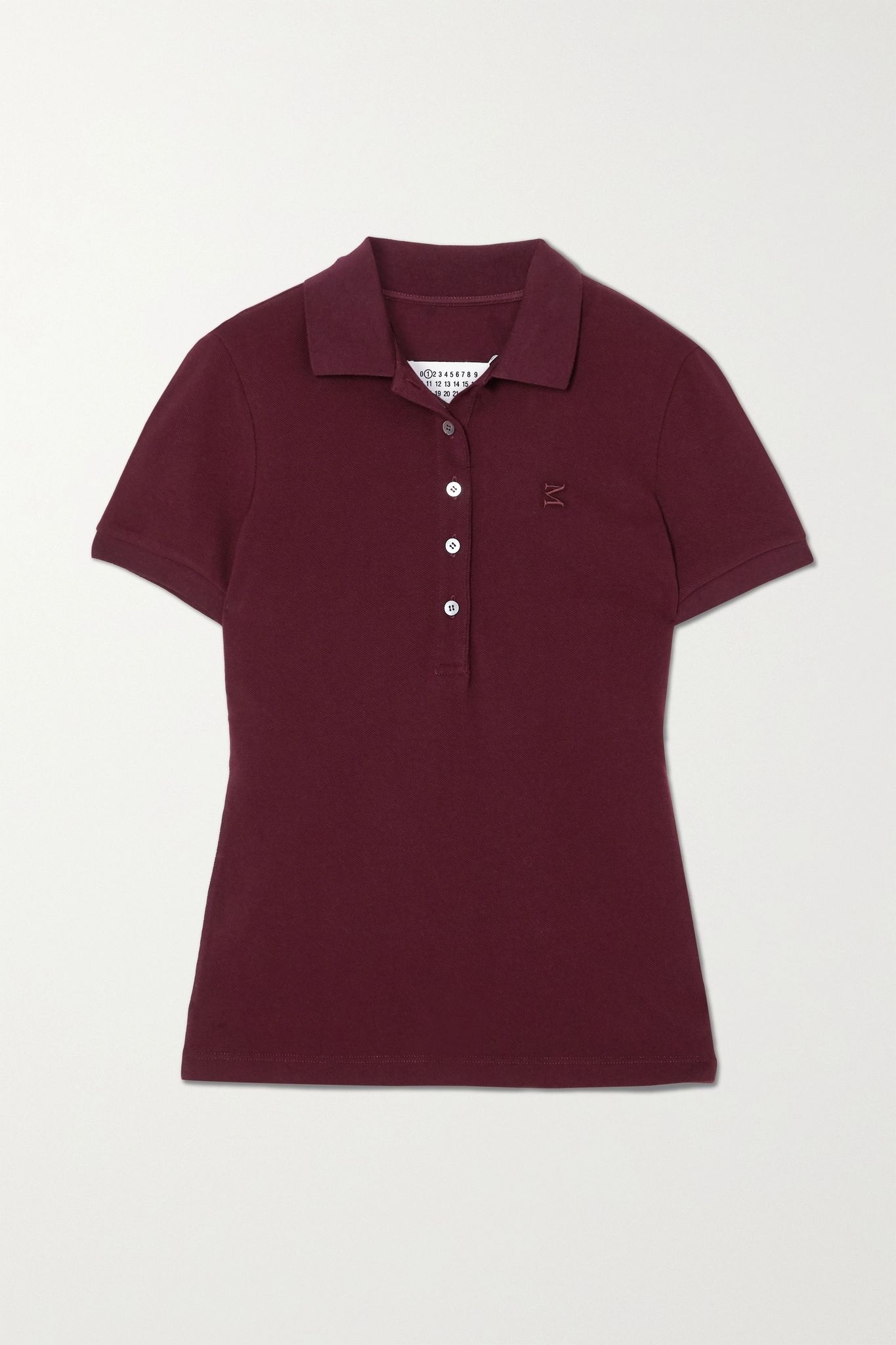 Embroidered cotton-piqué polo shirt - 1