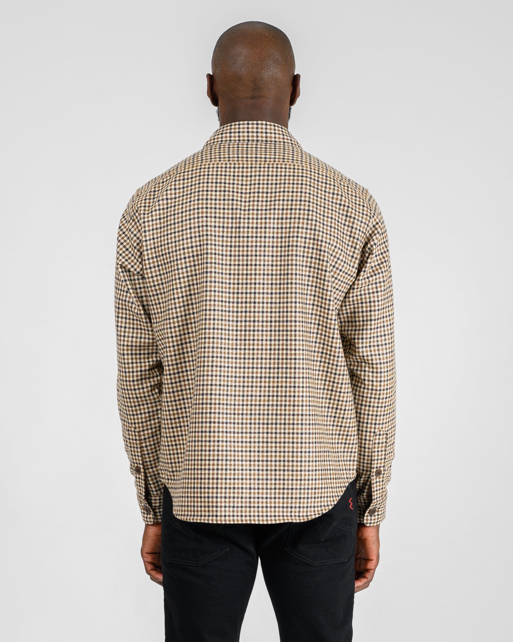 14OZ FOX BROTHERS® WOOL CPO SHIRT - SADDLE BROWN GUN CLUB TWILL FLANNEL - 3