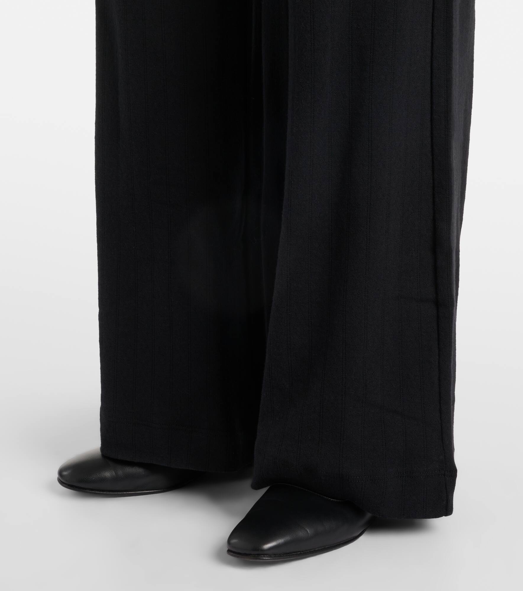 Pointelle cotton jersey wide-leg pants - 5
